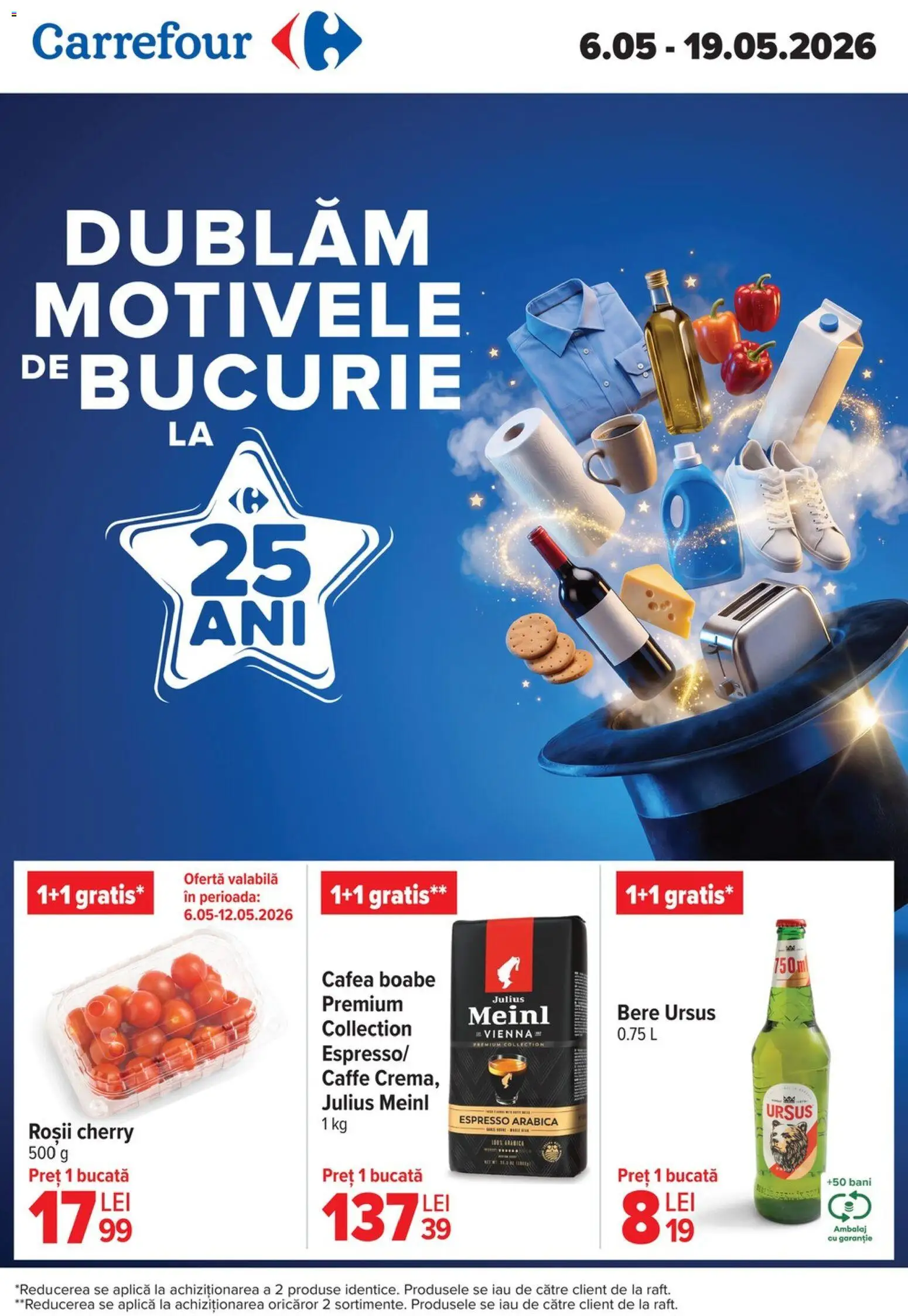 Catalog Carrefour 6 - 18 Mai 2026 | Pagina 1 | Produse: Cafea, Bere, Roșii
