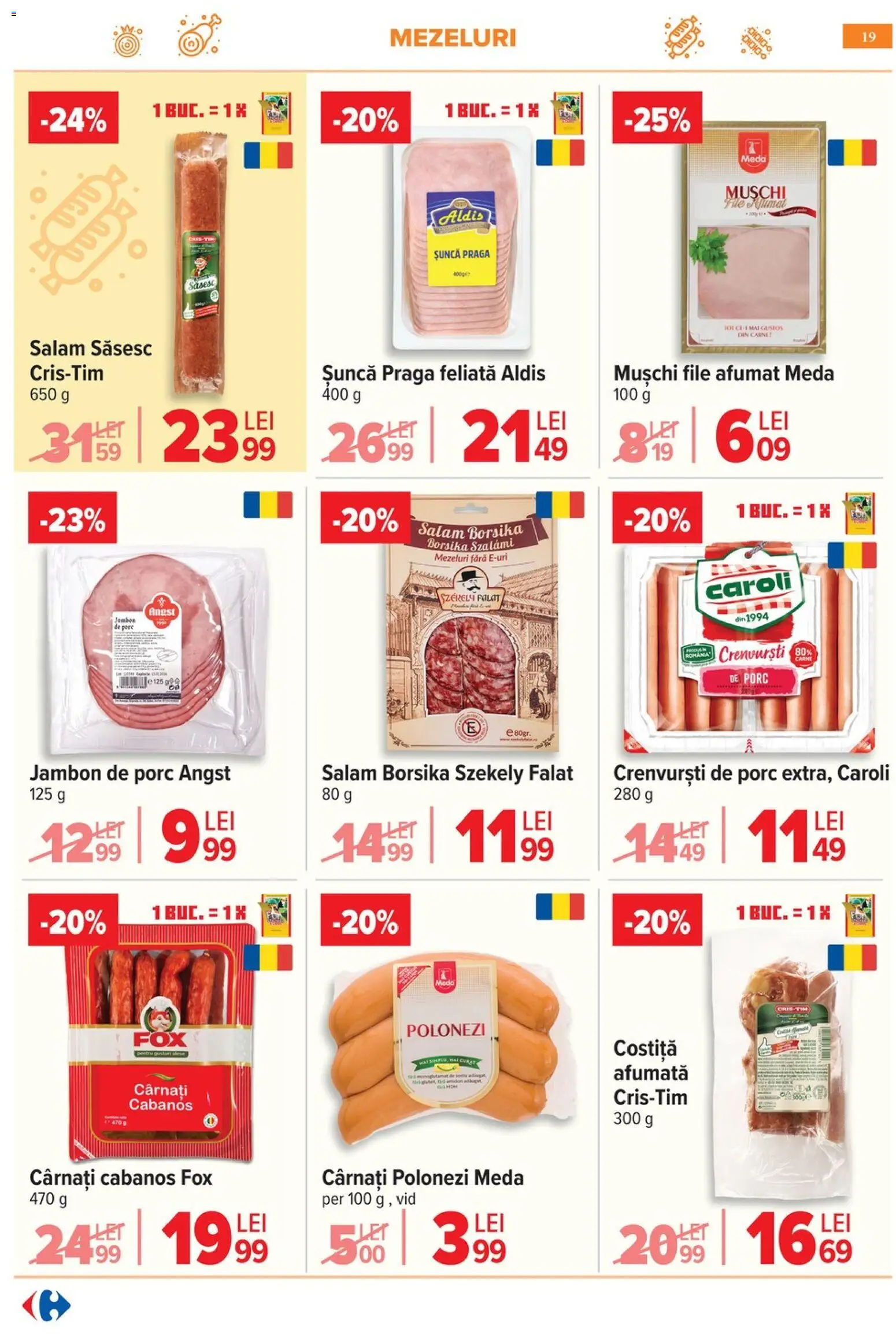 Catalog Carrefour 6 - 18 Mai 2026 | Pagina 22 | Produse: Crenvurști, Salam, Șuncă, Cârnați