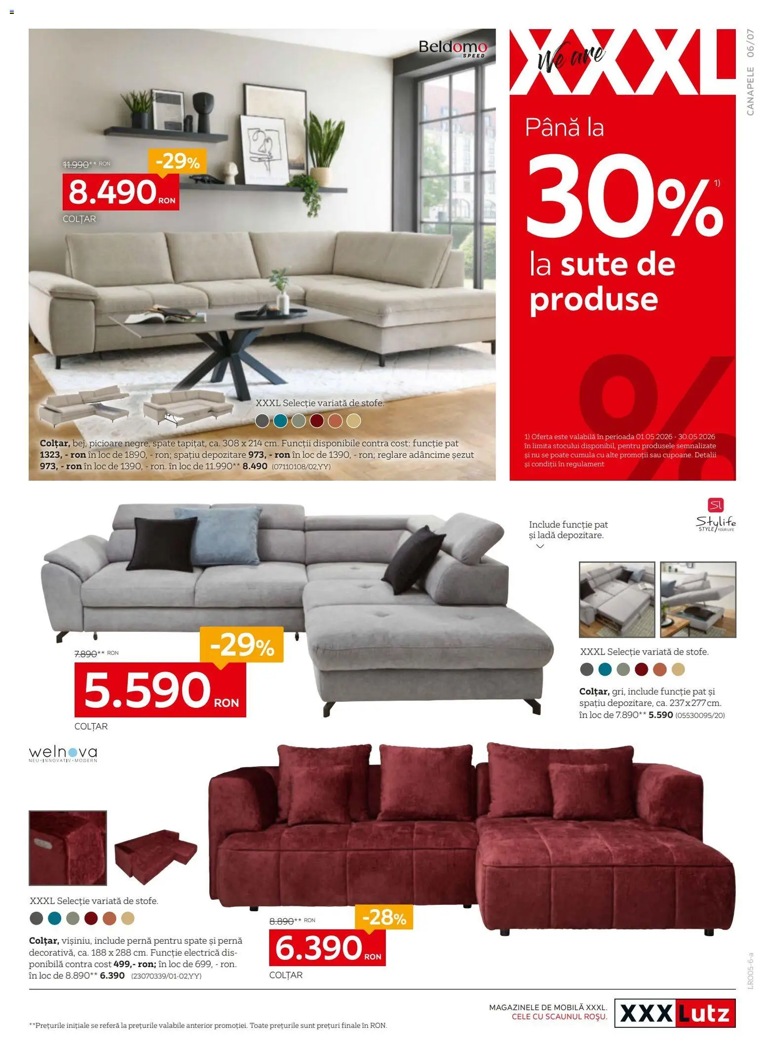 Catalog XXXLutz 4 - 30 Mai 2026 | Pagina 7 | Produse: Delgeç, Pat, Pernă, Colțar