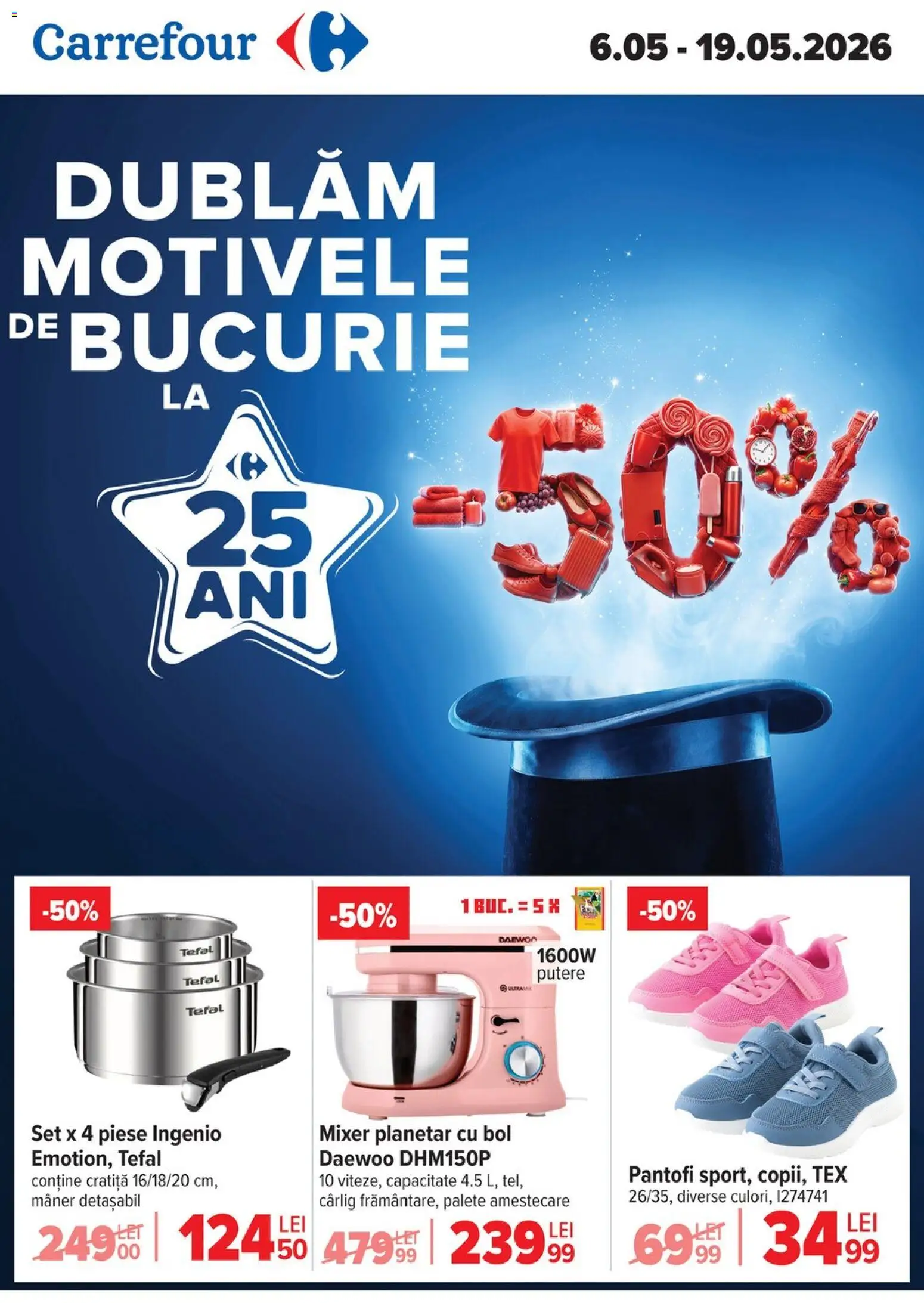 Catalog Carrefour 6 - 18 Mai 2026 | Pagina 1 | Produse: Cratiță, Pantofi, Mixer, Bol