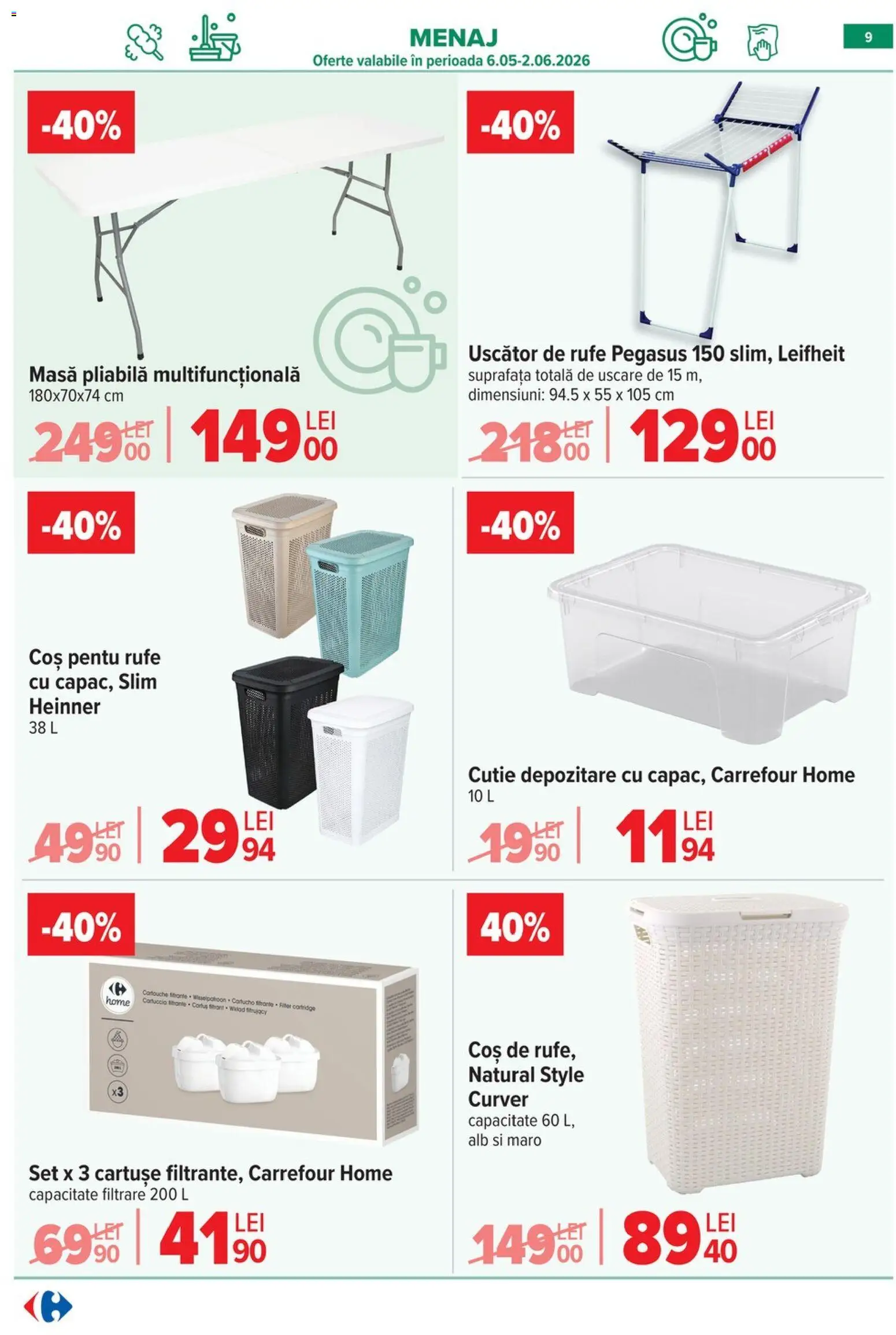 Catalog Carrefour 6 - 18 Mai 2026 | Pagina 10 | Produse: Delgeç, Uscător, Coș, Cutie