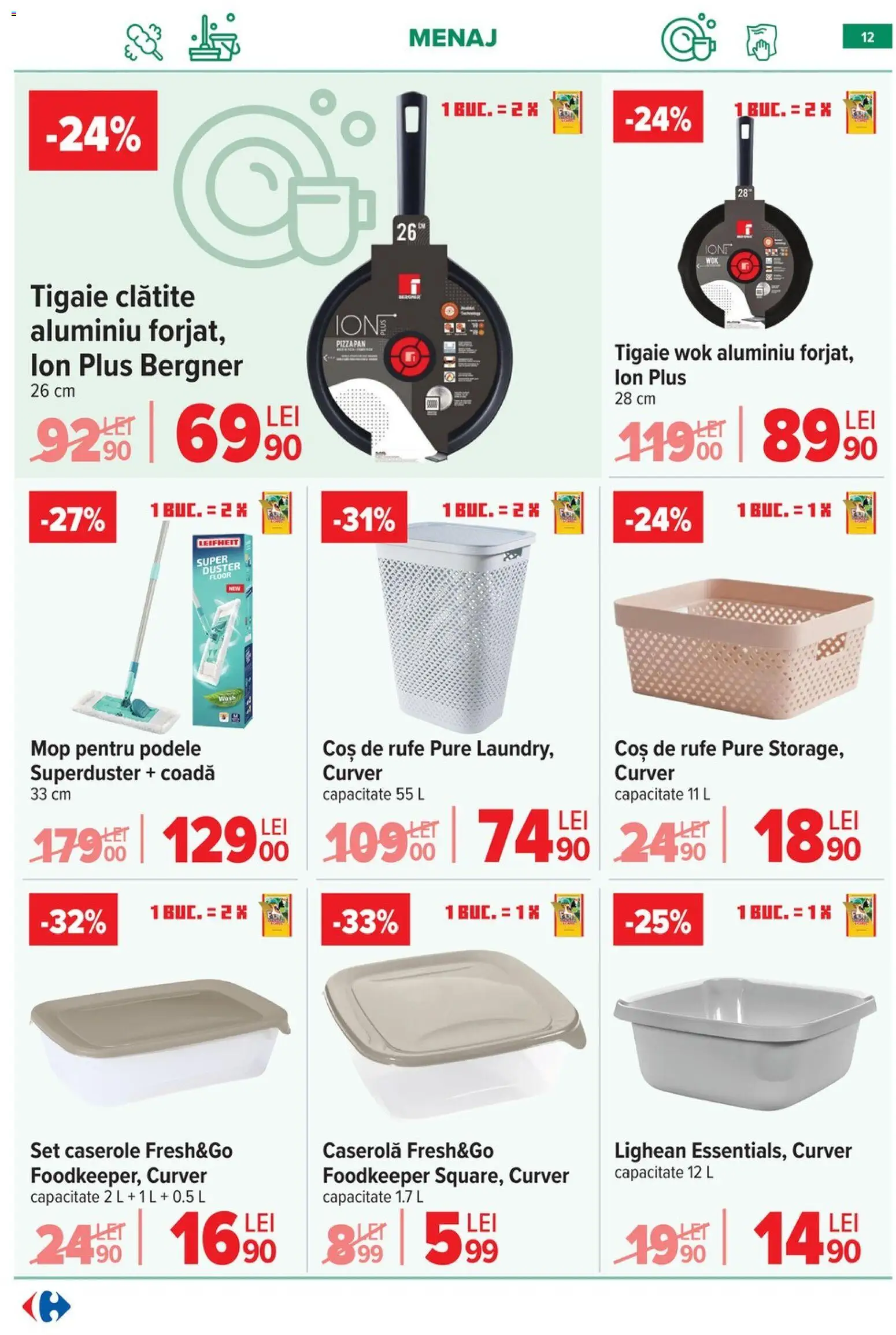 Catalog Carrefour 6 - 18 Mai 2026 | Pagina 13 | Produse: Tigaie, Caserole, Mop, Coș
