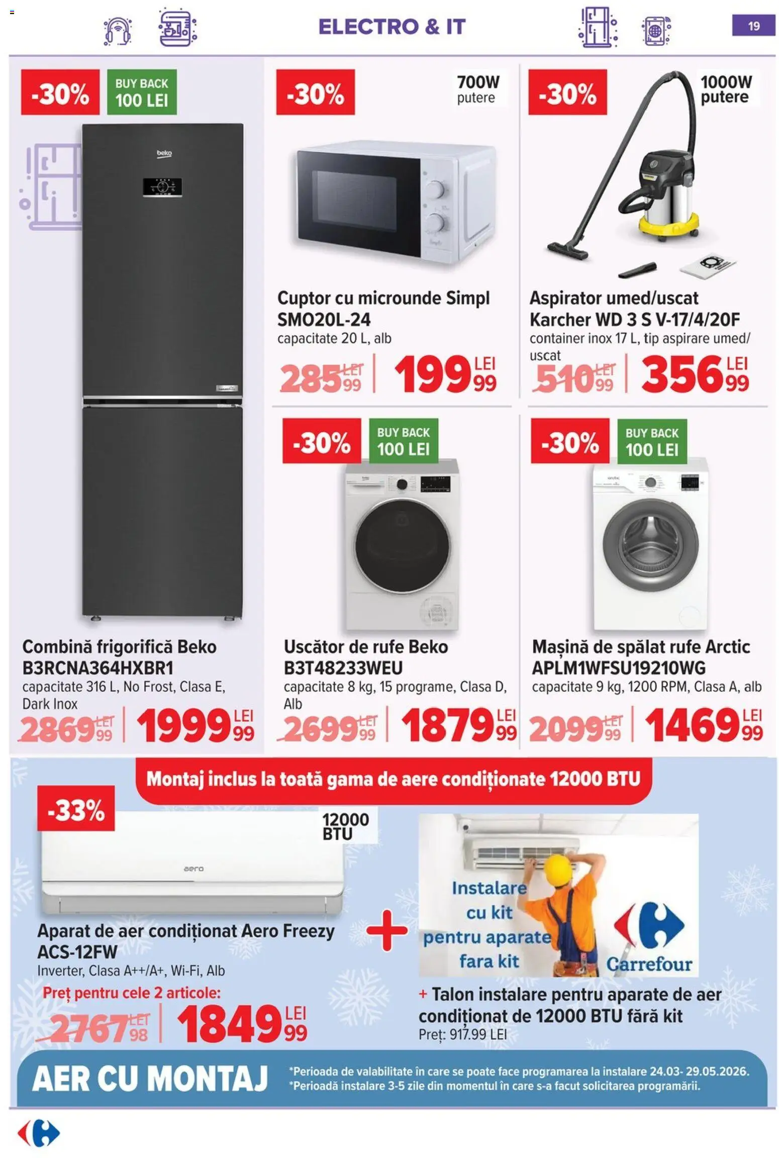 Catalog Carrefour 6 - 18 Mai 2026 | Pagina 20 | Produse: Cuptor, Aer Condiționat, Aspirator, Combină frigorifică