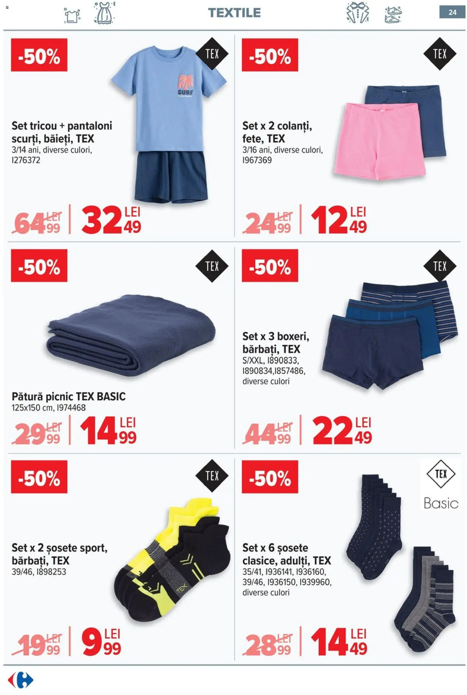 Catalog Carrefour 6 - 18 Mai 2026 | Pagina 25 | Produse: Pătură, Tricou, Pantaloni, Șosete