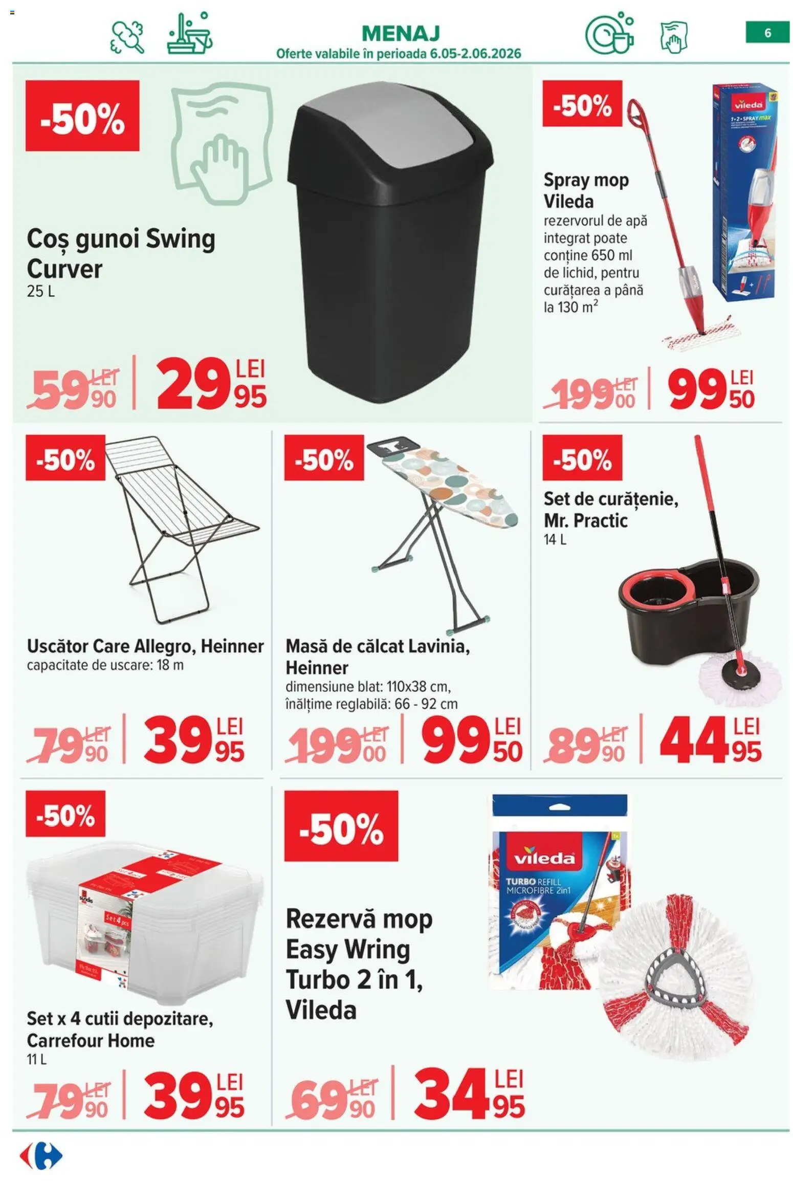 Catalog Carrefour 6 - 18 Mai 2026 | Pagina 7 | Produse: Uscător, Mop, Coș, Apă