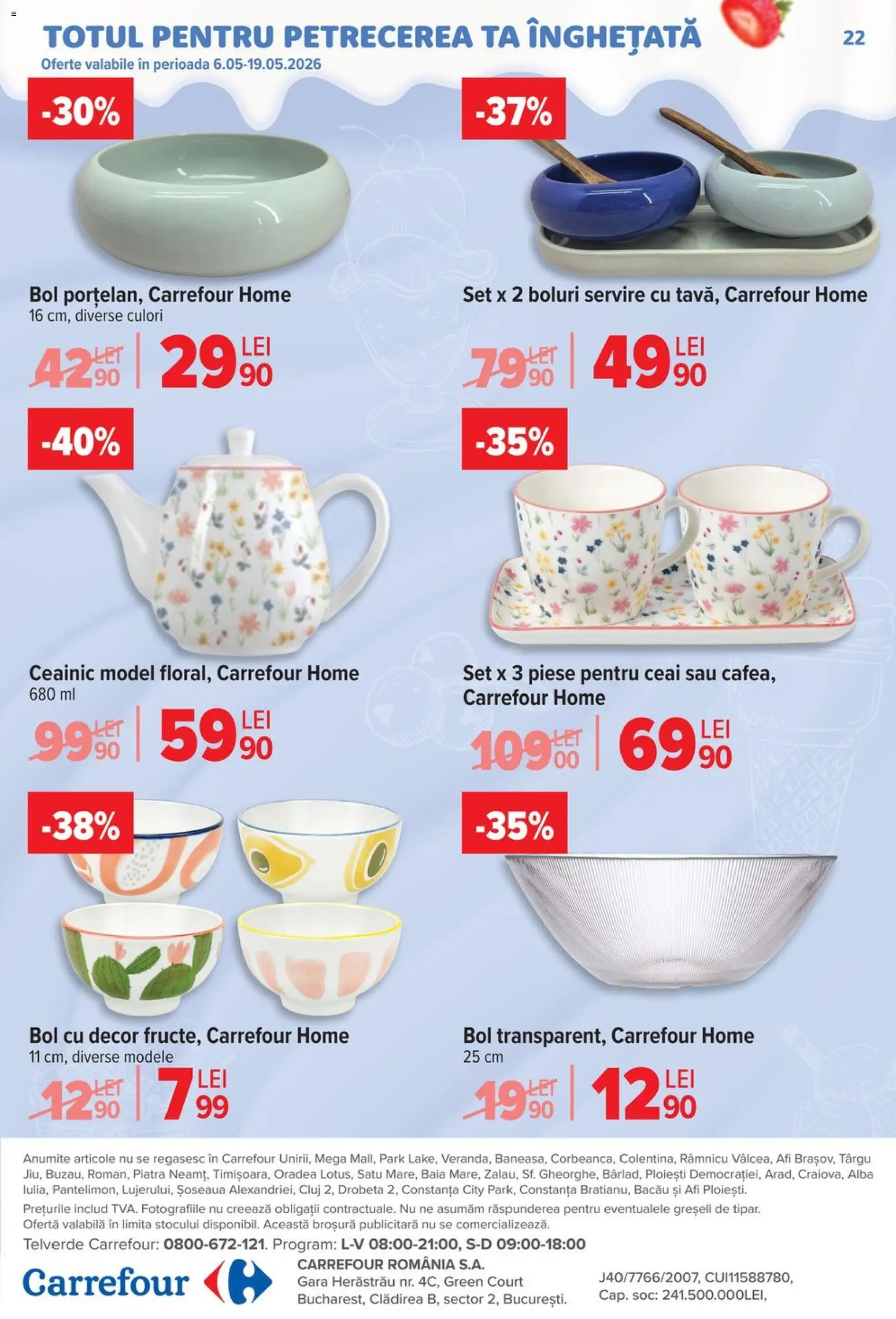 Catalog Carrefour 6 - 18 Mai 2026 | Pagina 22 | Produse: Ceainic, Bol, Ceai, Înghețată
