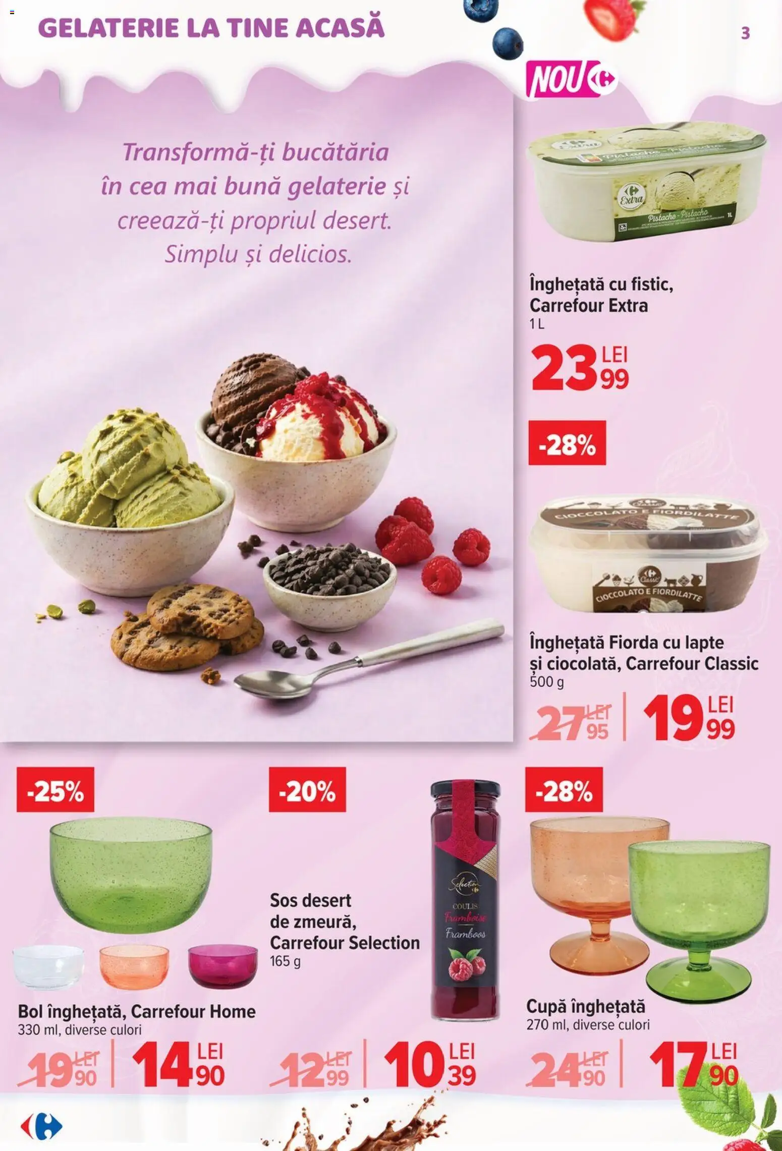 Catalog Carrefour 6 - 18 Mai 2026 | Pagina 3 | Produse: Bol, Lapte, Înghețată, Sos