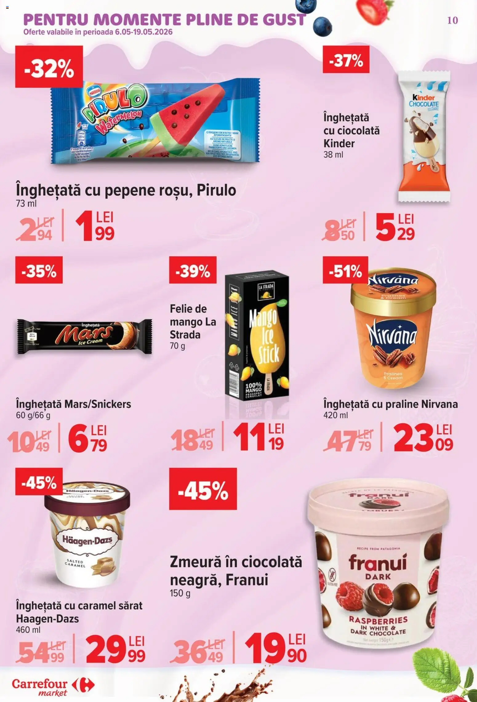 Catalog Carrefour 6 - 18 Mai 2026 | Pagina 13 | Produse: Zmeură, Praline, Ciocolată, Înghețată
