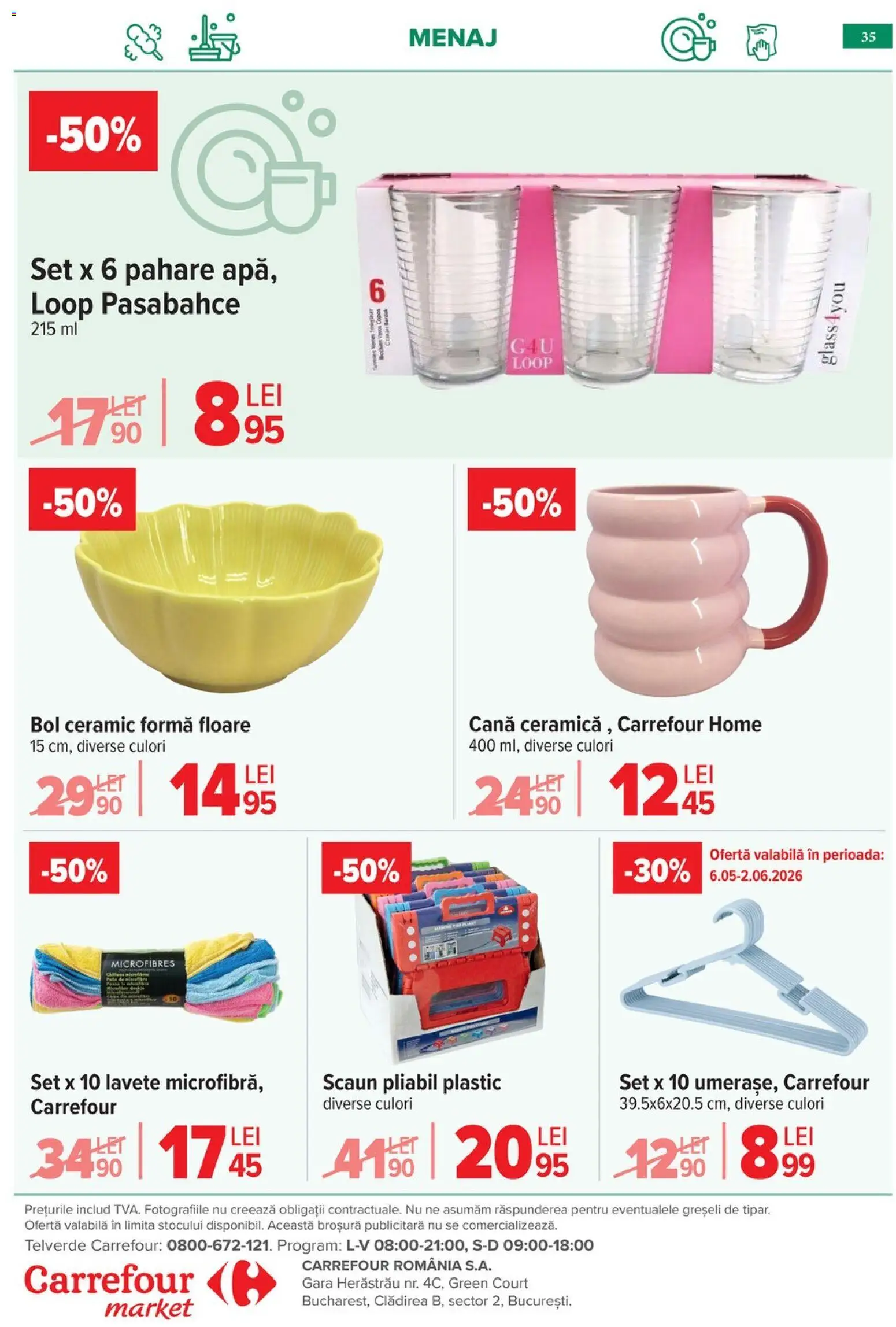 Catalog Carrefour 6 - 18 Mai 2026 | Pagina 38 | Produse: Pahare, Bol, Scaun, Lavete