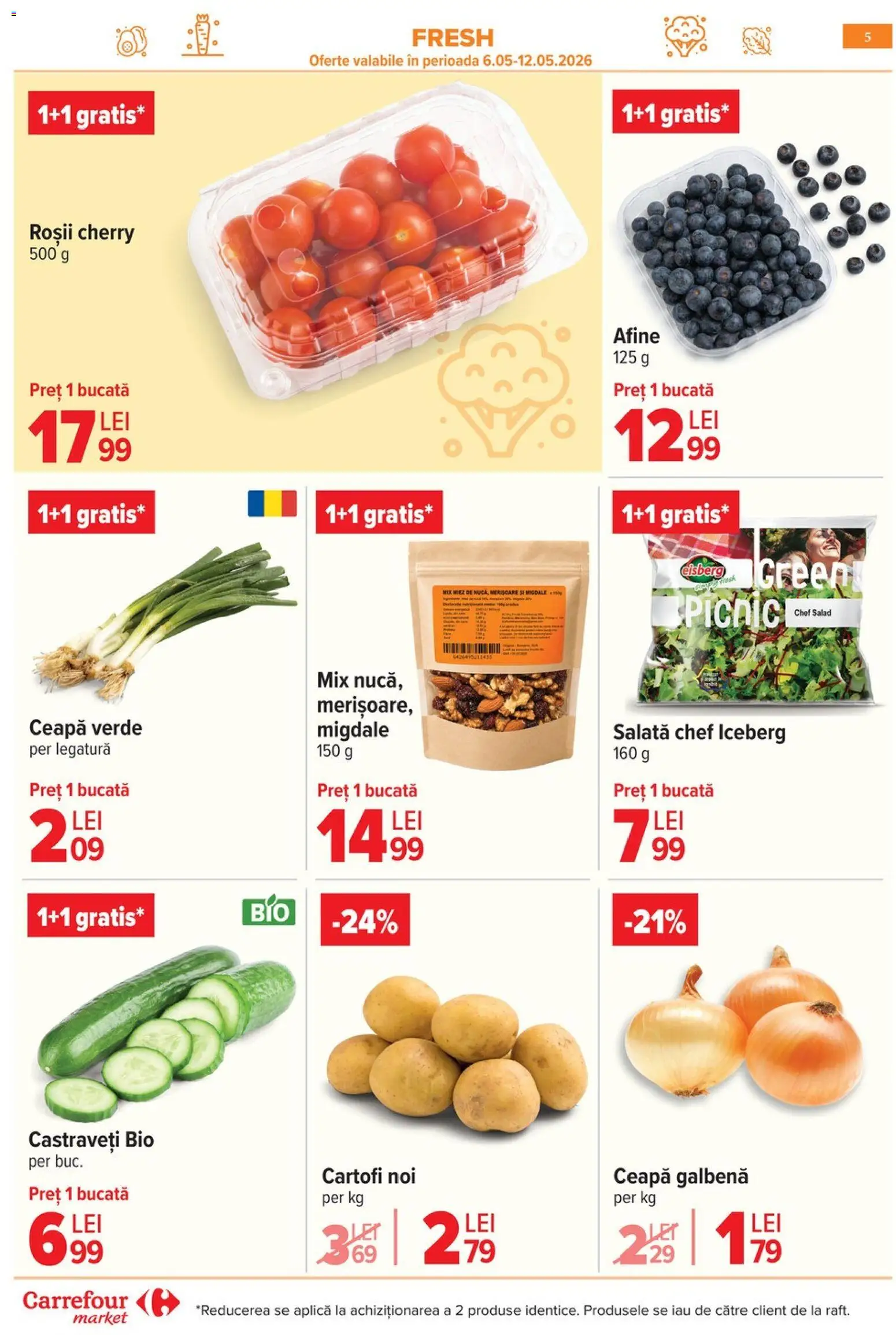 Catalog Carrefour 6 - 18 Mai 2026 | Pagina 8 | Produse: Şerit ödül, Roșii, Castraveți, Ceapă