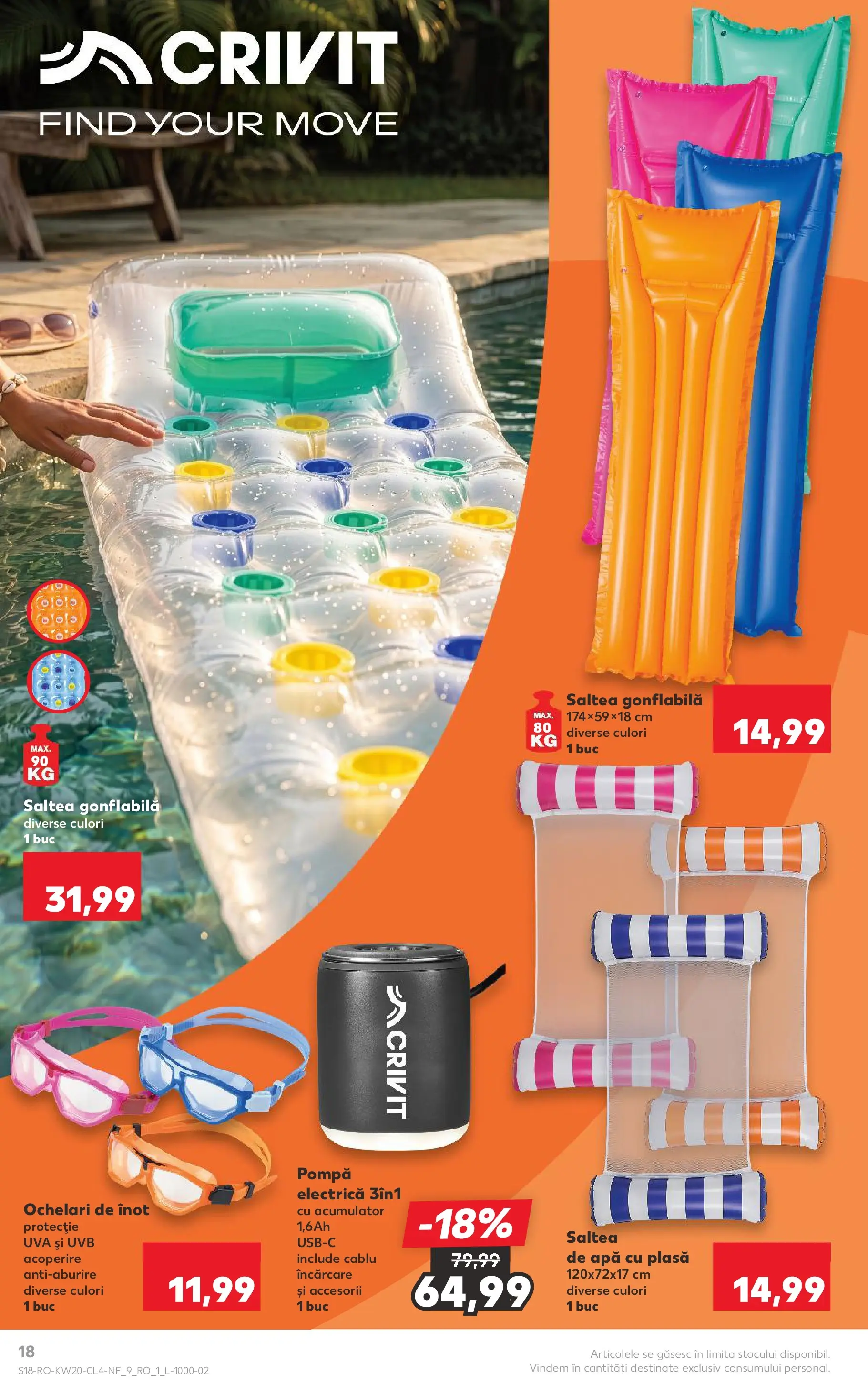 Catalog Kaufland 13 - 18 Mai 2026 | Pagina 18 | Produse: Ochelari, Saltea, Saltea gonflabilă, Apă