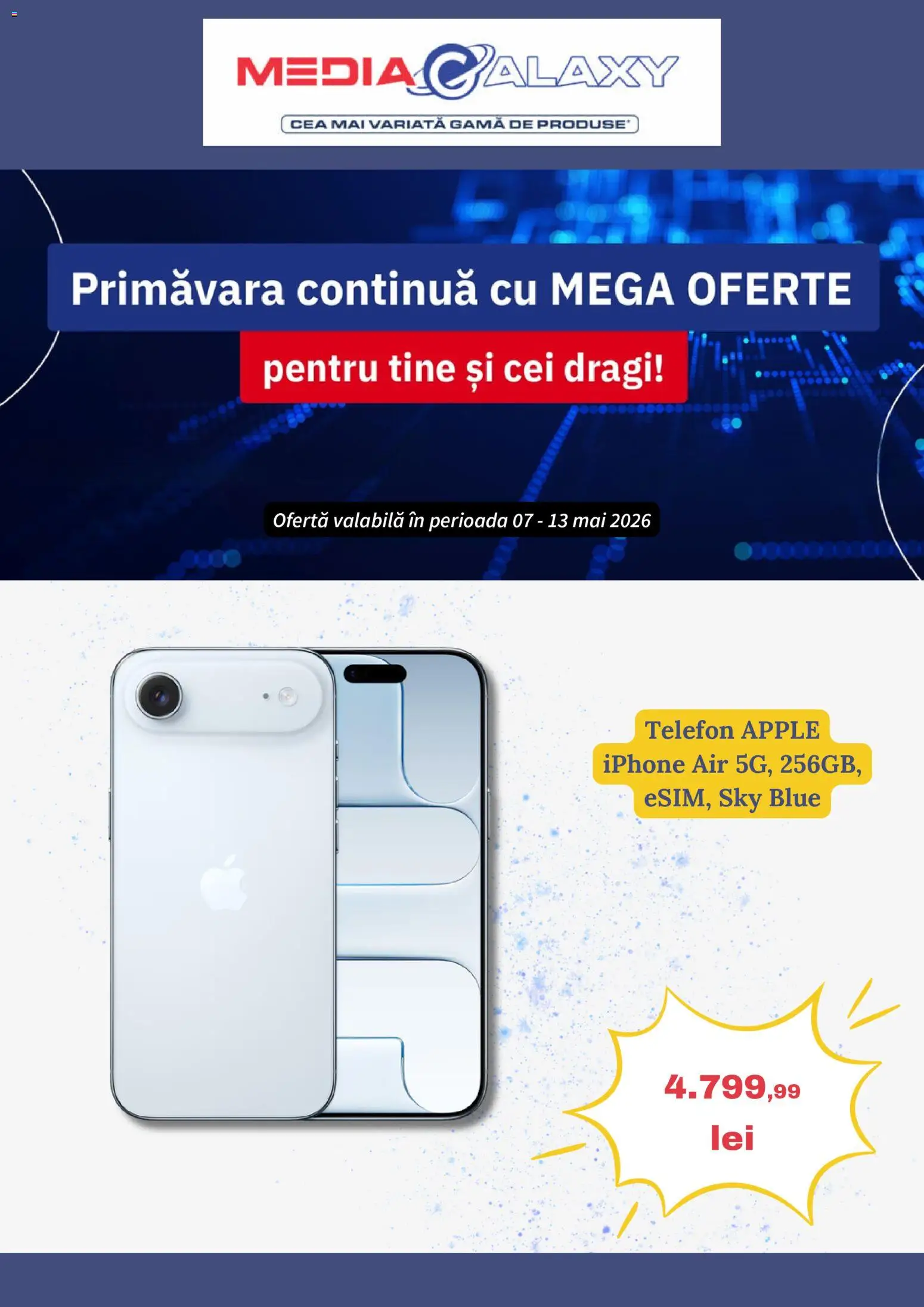 Catalog Media Galaxy 7 - 12 Mai 2026 | Pagina 1 | Produse: Telefon, Apple