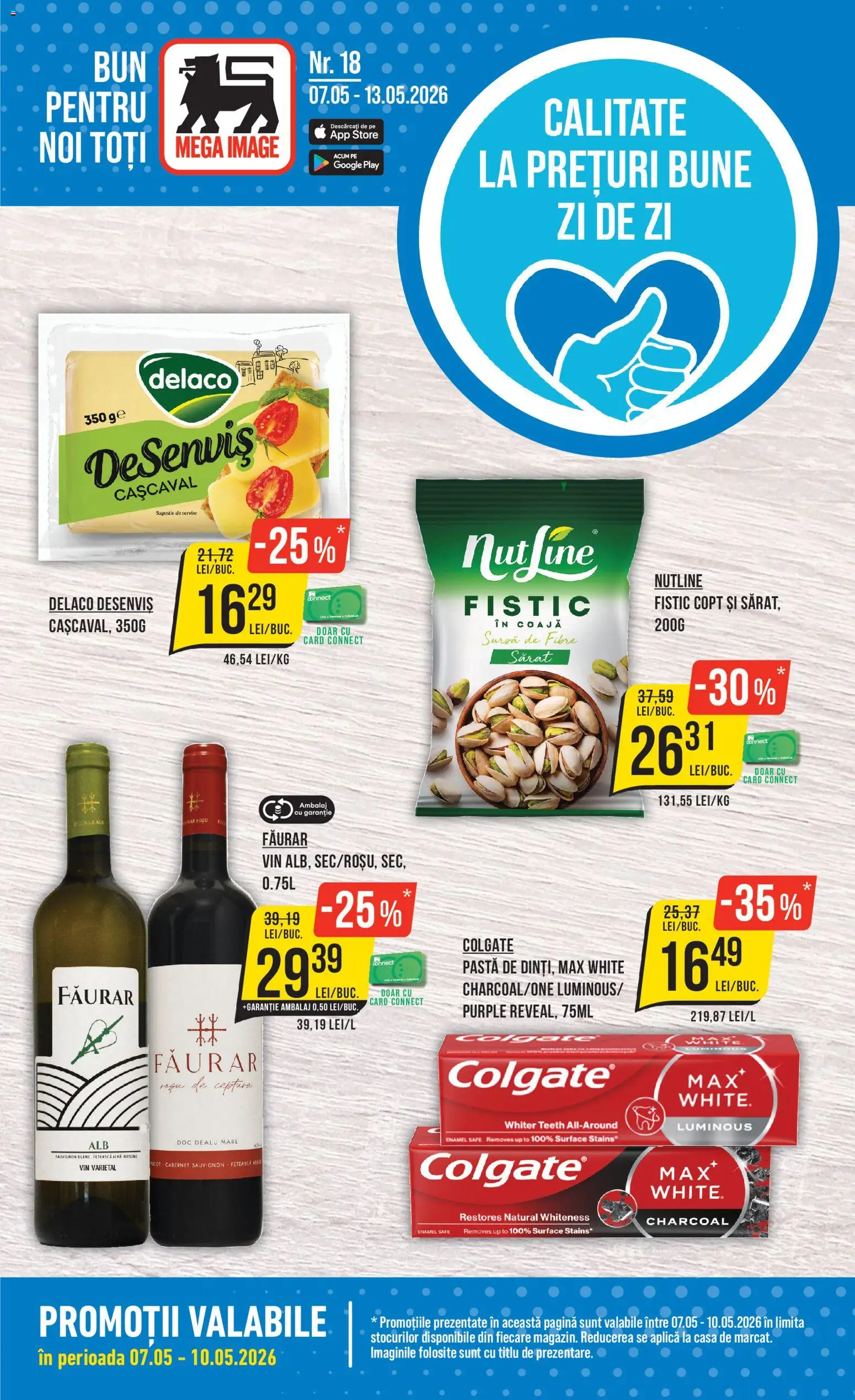 Catalog Mega Image 7 - 12 Mai 2026 | Pagina 1 | Produse: Light Kedi Konservesi, Cașcaval, Vin, Fistic