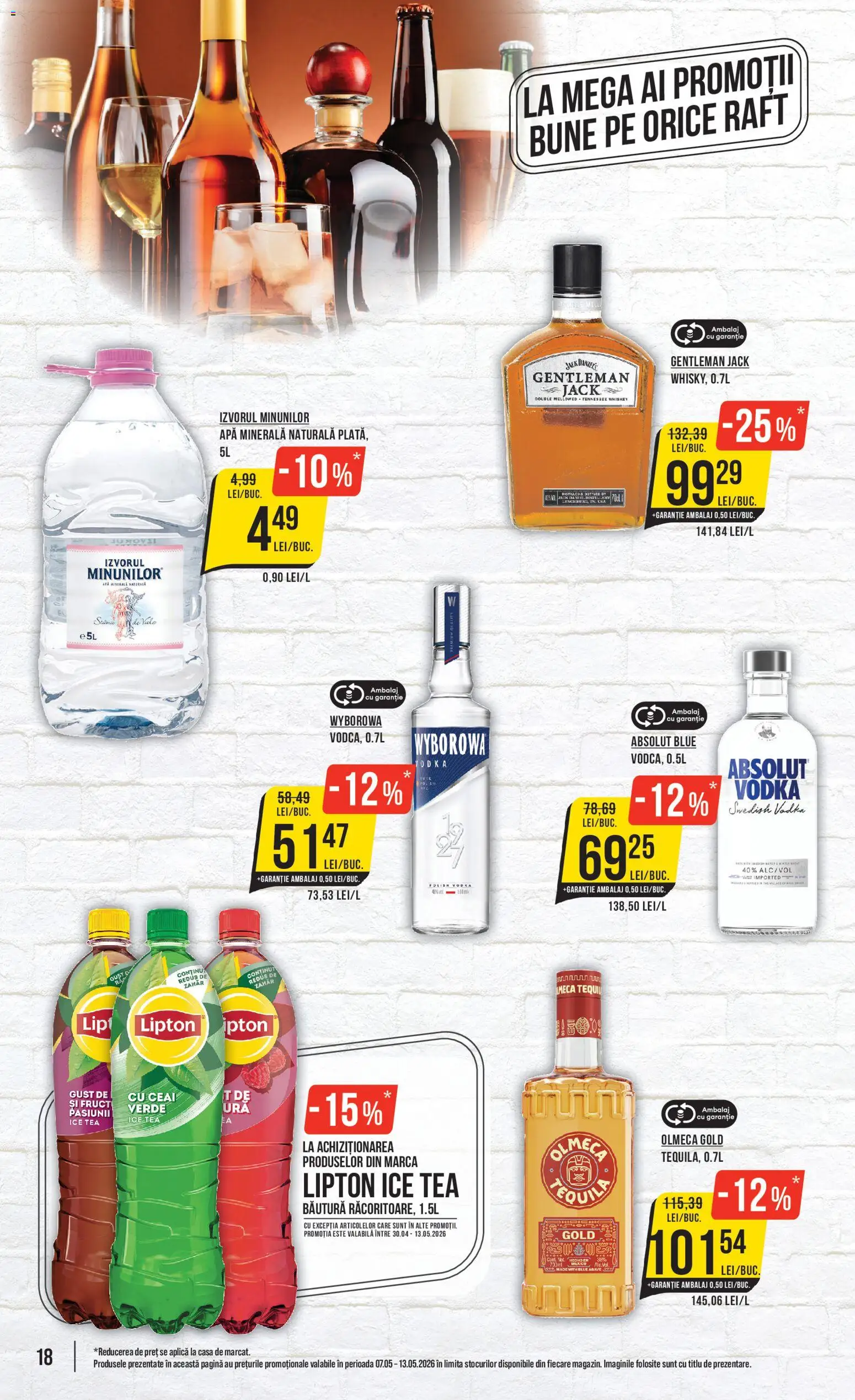 Catalog Mega Image 7 - 12 Mai 2026 | Pagina 18 | Produse: Yazı tahtası kalemi, Raft, Ice tea, Whiskey