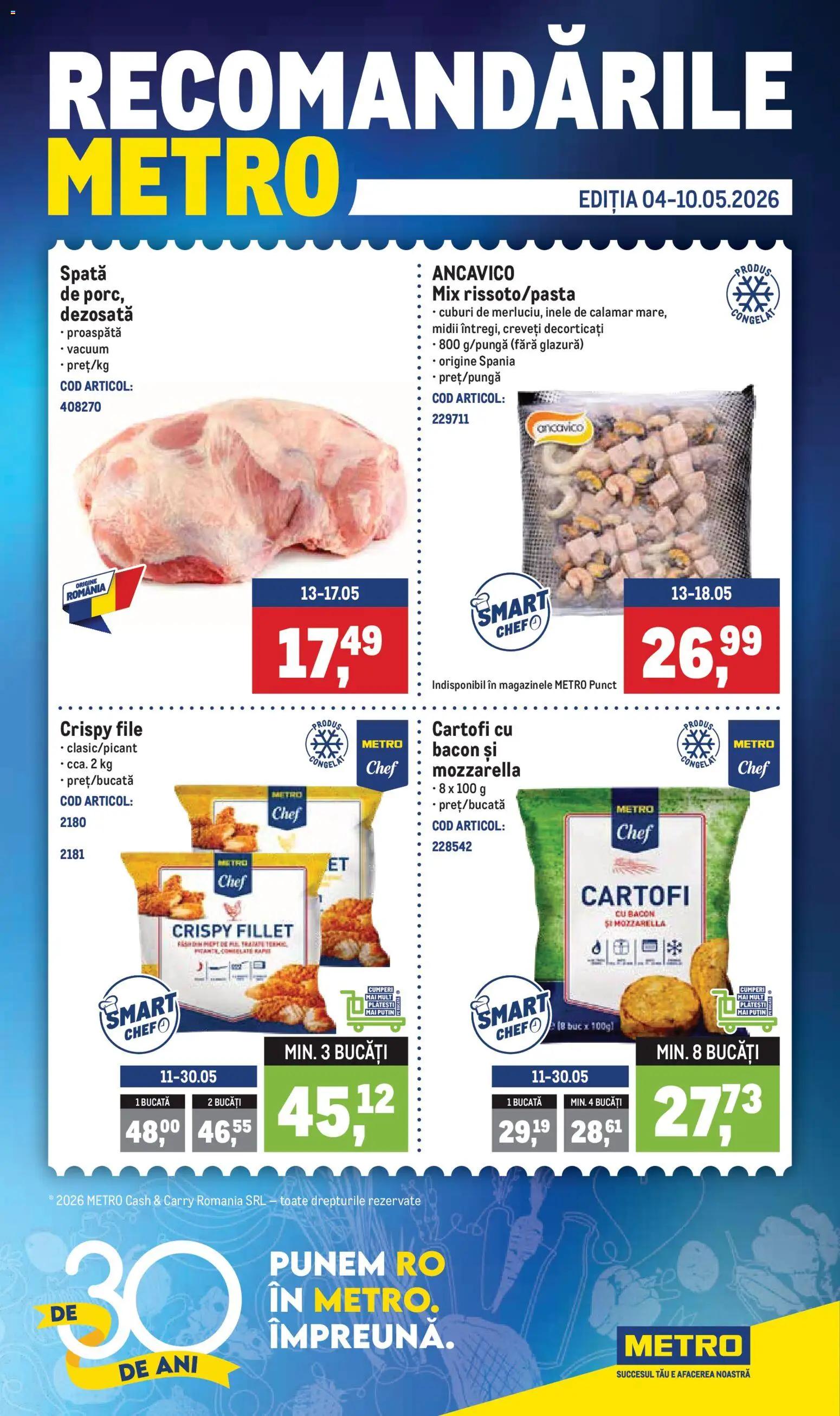 Catalog METRO 11 - 16 Mai 2026 | Pagina 1 | Produse: Bacon, Mozzarella, Cartofi