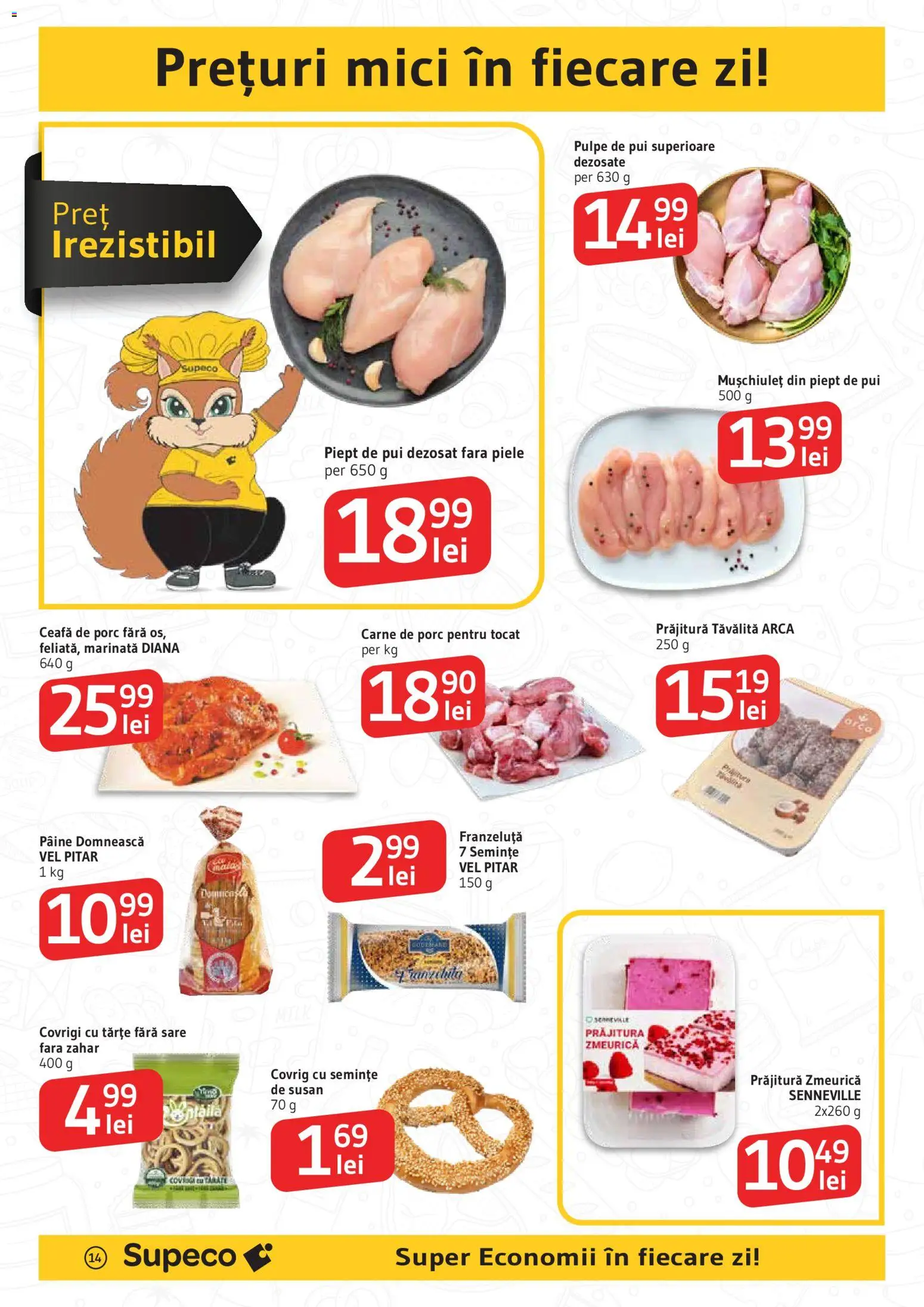 Catalog Supeco 14 Mai - 2 Iunie 2026 | Pagina 14 | Produse: Keçeli kalem, Hacıyatmaz Kedi Oyuncağı, Mici, Pâine