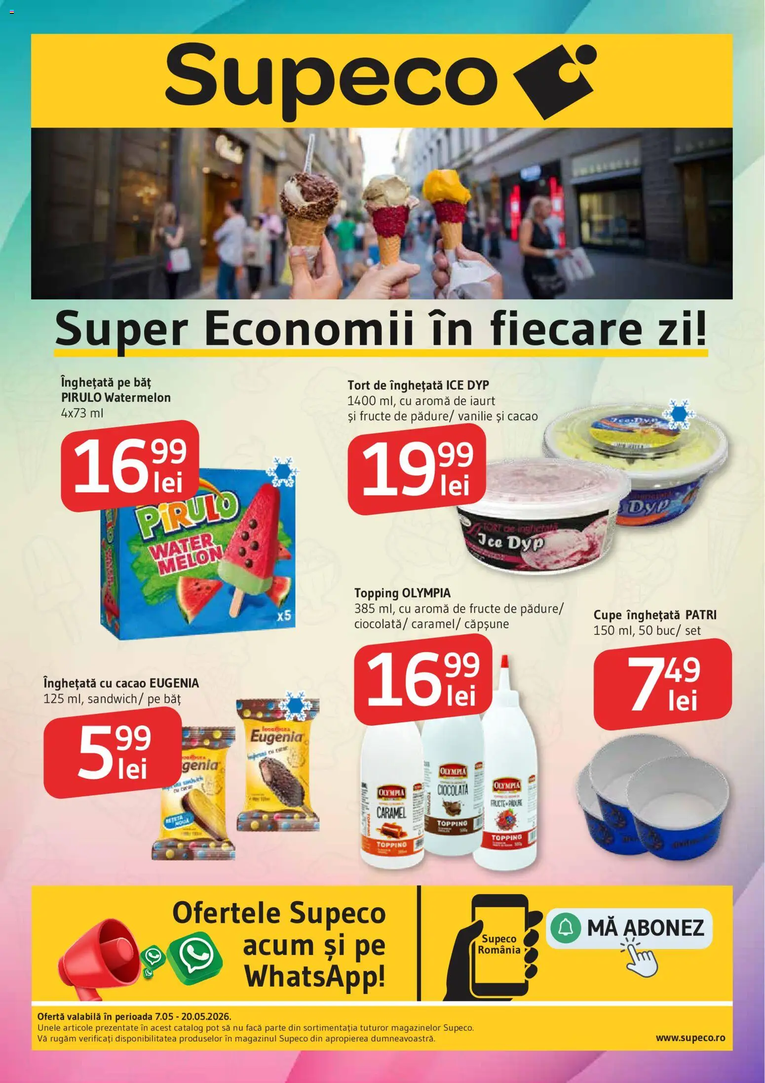 Catalog Supeco 7 - 19 Mai 2026 | Pagina 1 | Produse: Iaurt, Ciocolată, Înghețată, Fructe