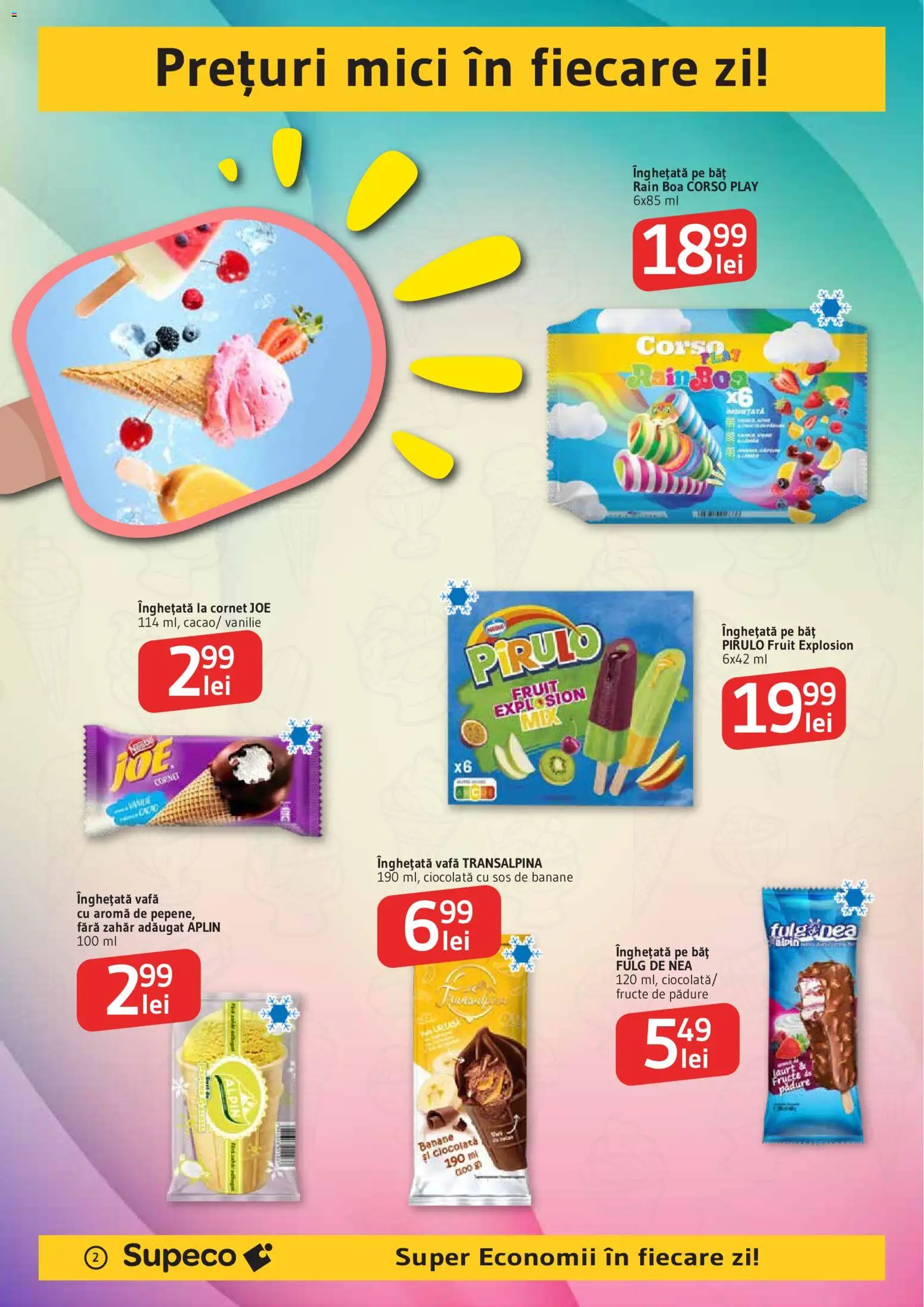 Catalog Supeco 7 - 19 Mai 2026 | Pagina 2 | Produse: Ciocolată, Banane, Înghețată, Fructe