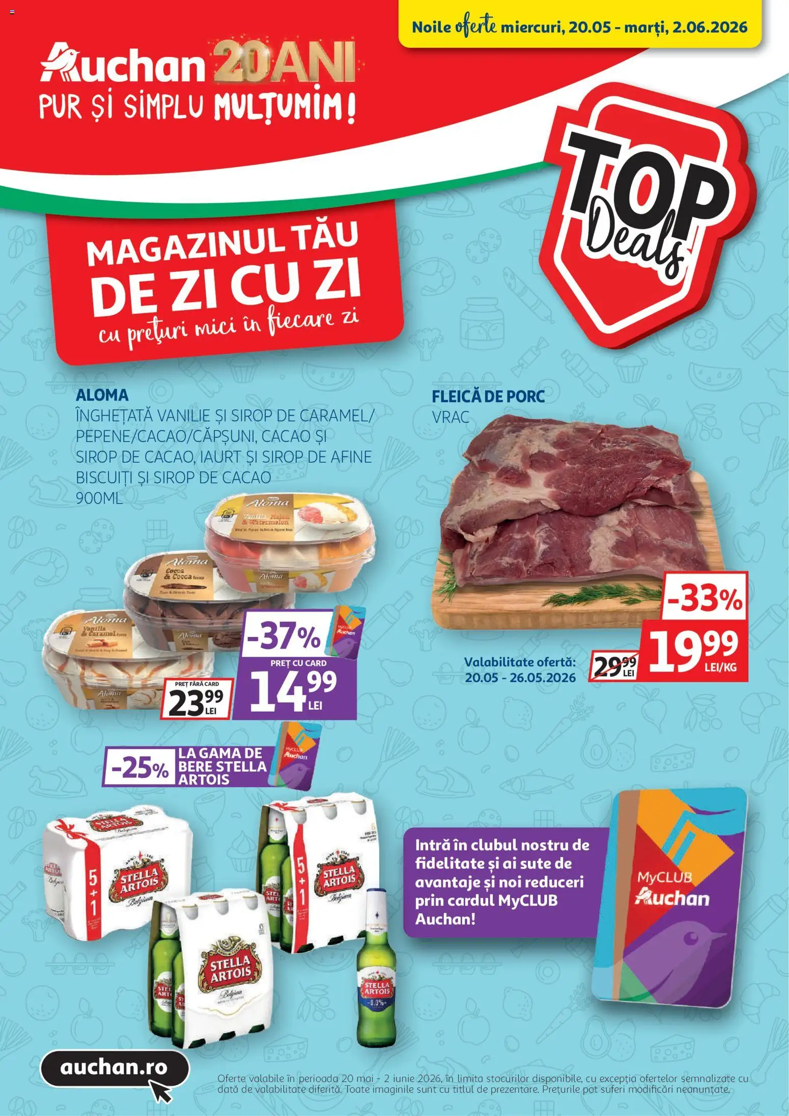 Catalog Auchan 20 Mai - 1 Iunie 2026 | Pagina 1 | Produse: Bere, Sirop, Biscuiți, Înghețată