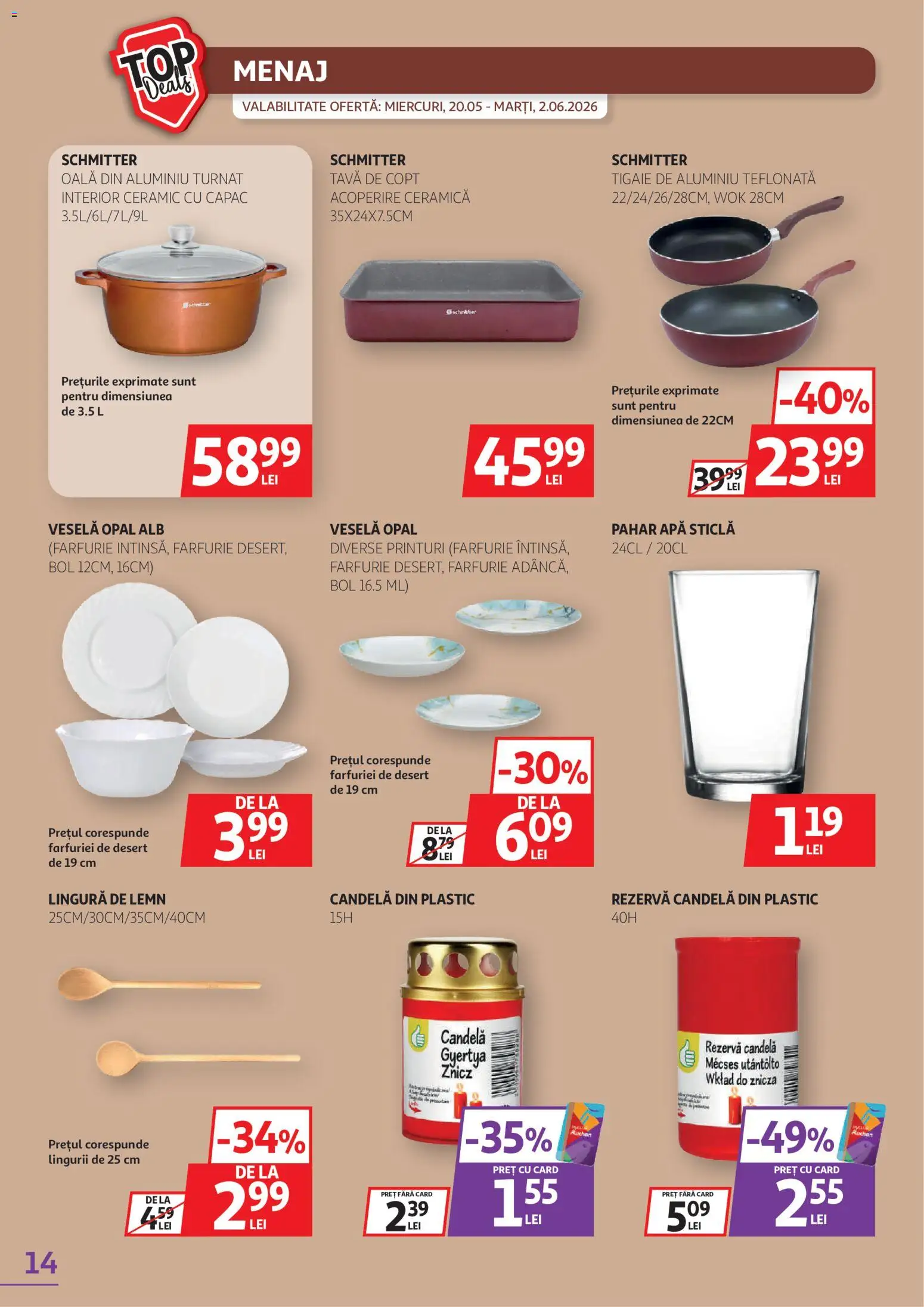 Catalog Auchan 20 Mai - 1 Iunie 2026 | Pagina 14 | Produse: Tavă de copt, Tigaie, Bol, Farfurie