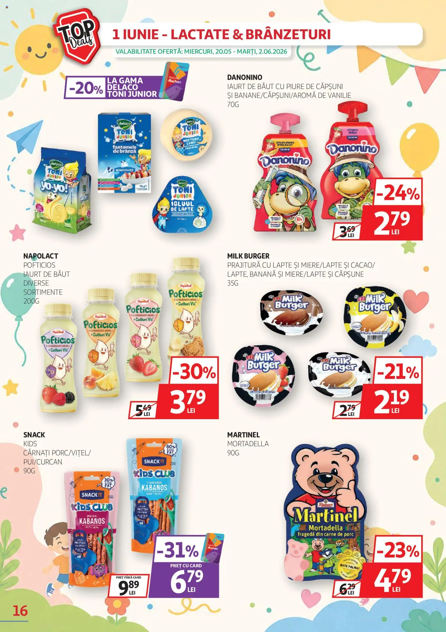 Catalog Auchan 20 Mai - 1 Iunie 2026 | Pagina 16 | Produse: Light Kedi Konservesi, Brânză, Carne De Porc, Burger