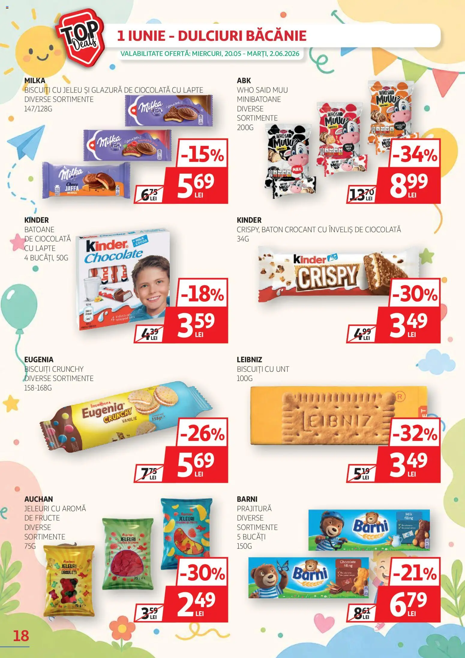 Catalog Auchan 20 Mai - 1 Iunie 2026 | Pagina 18 | Produse: Lapte, Unt, Biscuiți, Jeleuri