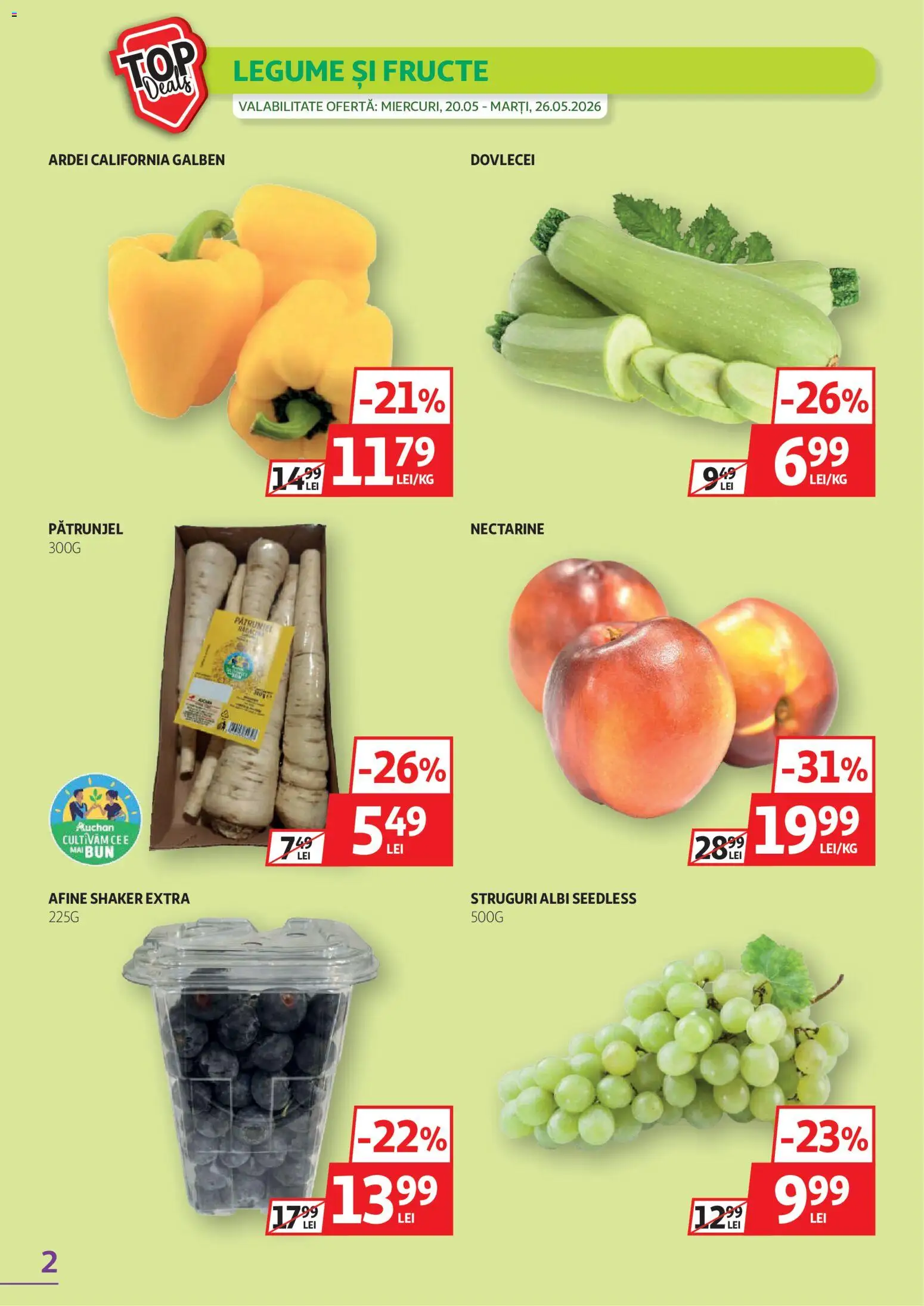 Catalog Auchan 20 Mai - 1 Iunie 2026 | Pagina 2 | Produse: Afine, Temizlik kovası, Legume, Fructe