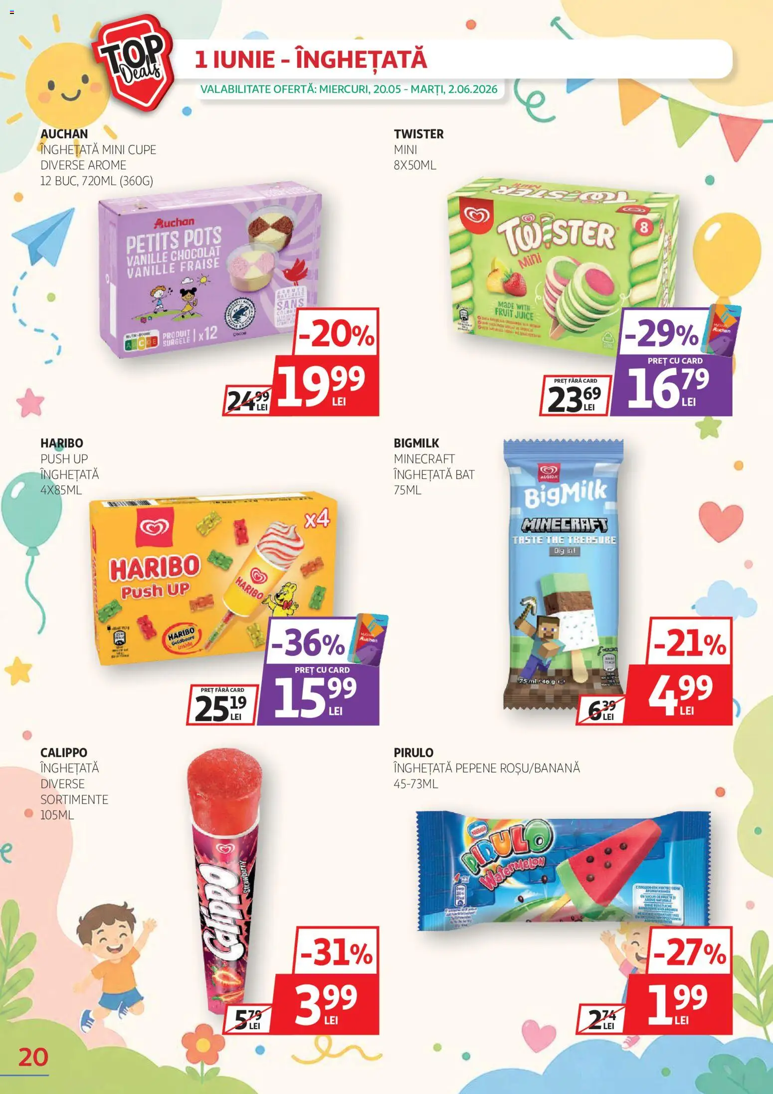 Catalog Auchan 20 Mai - 1 Iunie 2026 | Pagina 20 | Produse: Înghețată