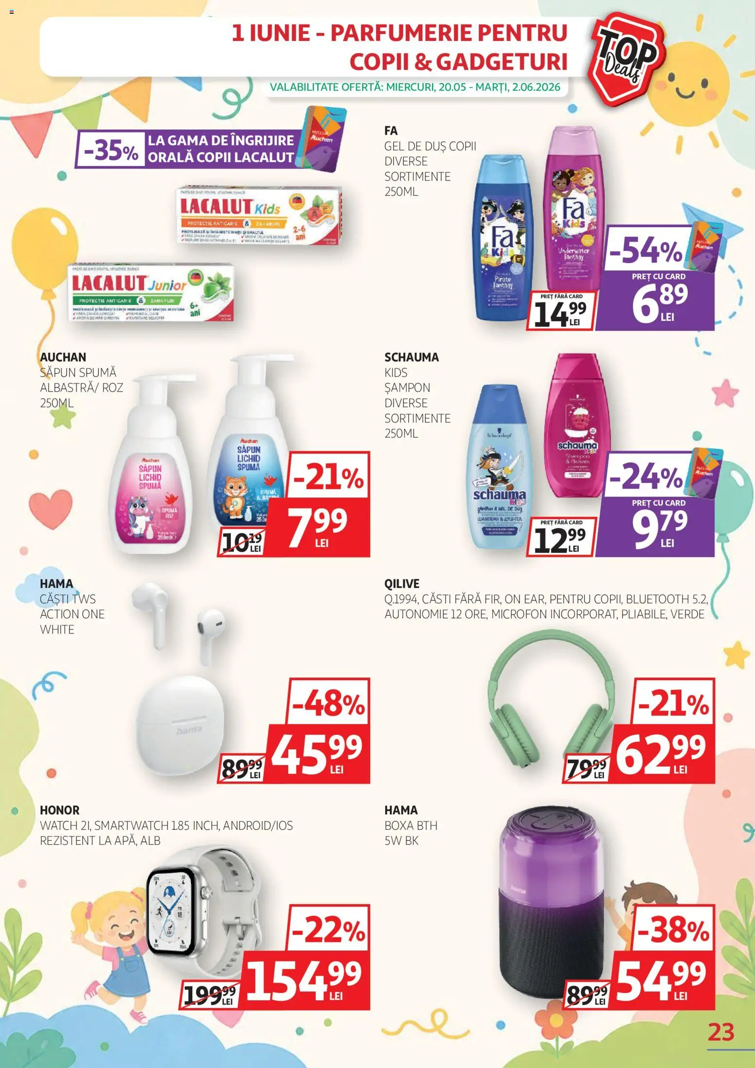 Catalog Auchan 20 Mai - 1 Iunie 2026 | Pagina 23 | Produse: Microfon, Smartwatch, Duș, Săpun