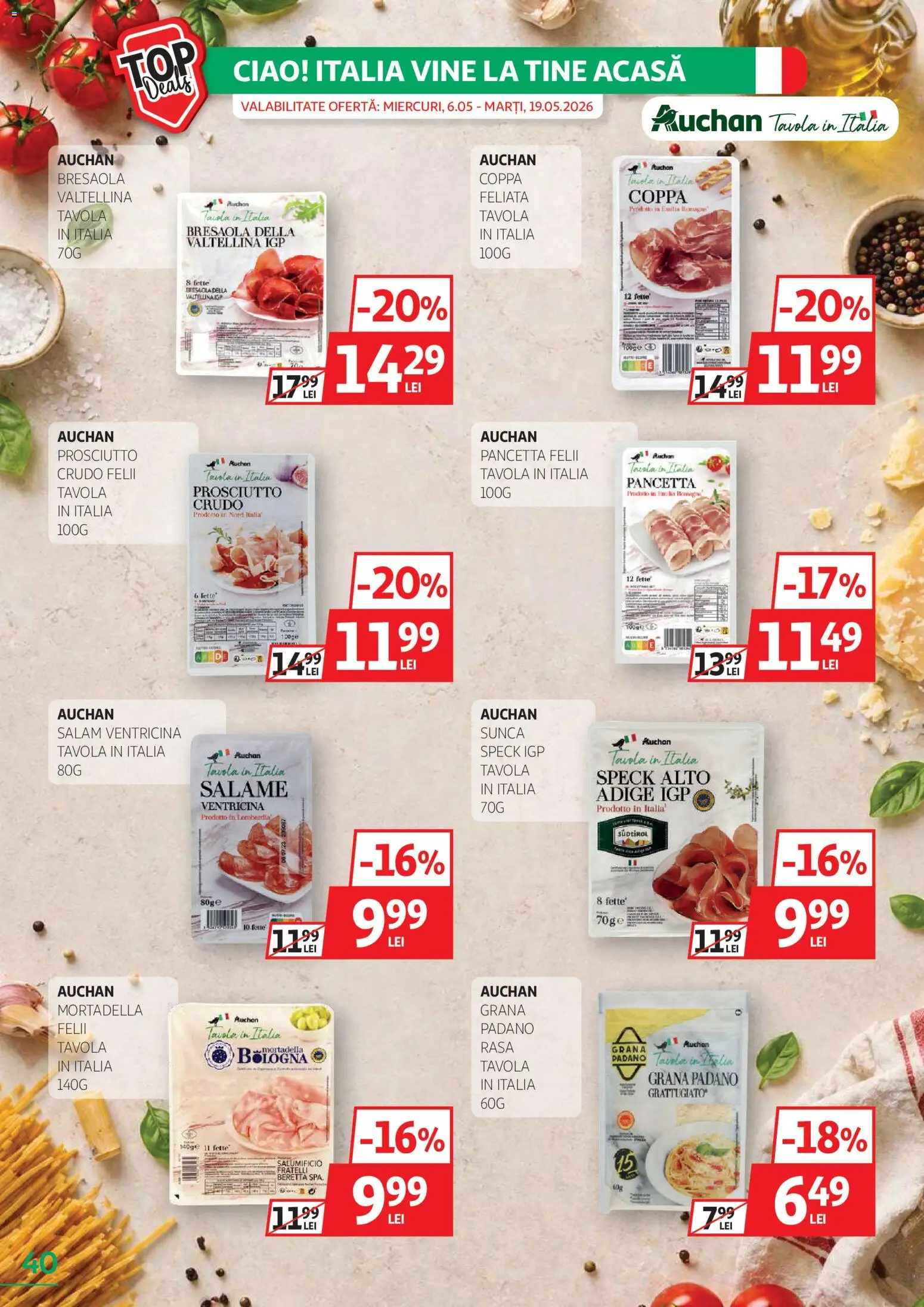 Catalog Auchan 20 Mai - 1 Iunie 2026 | Pagina 40 | Produse: Salam, Șuncă