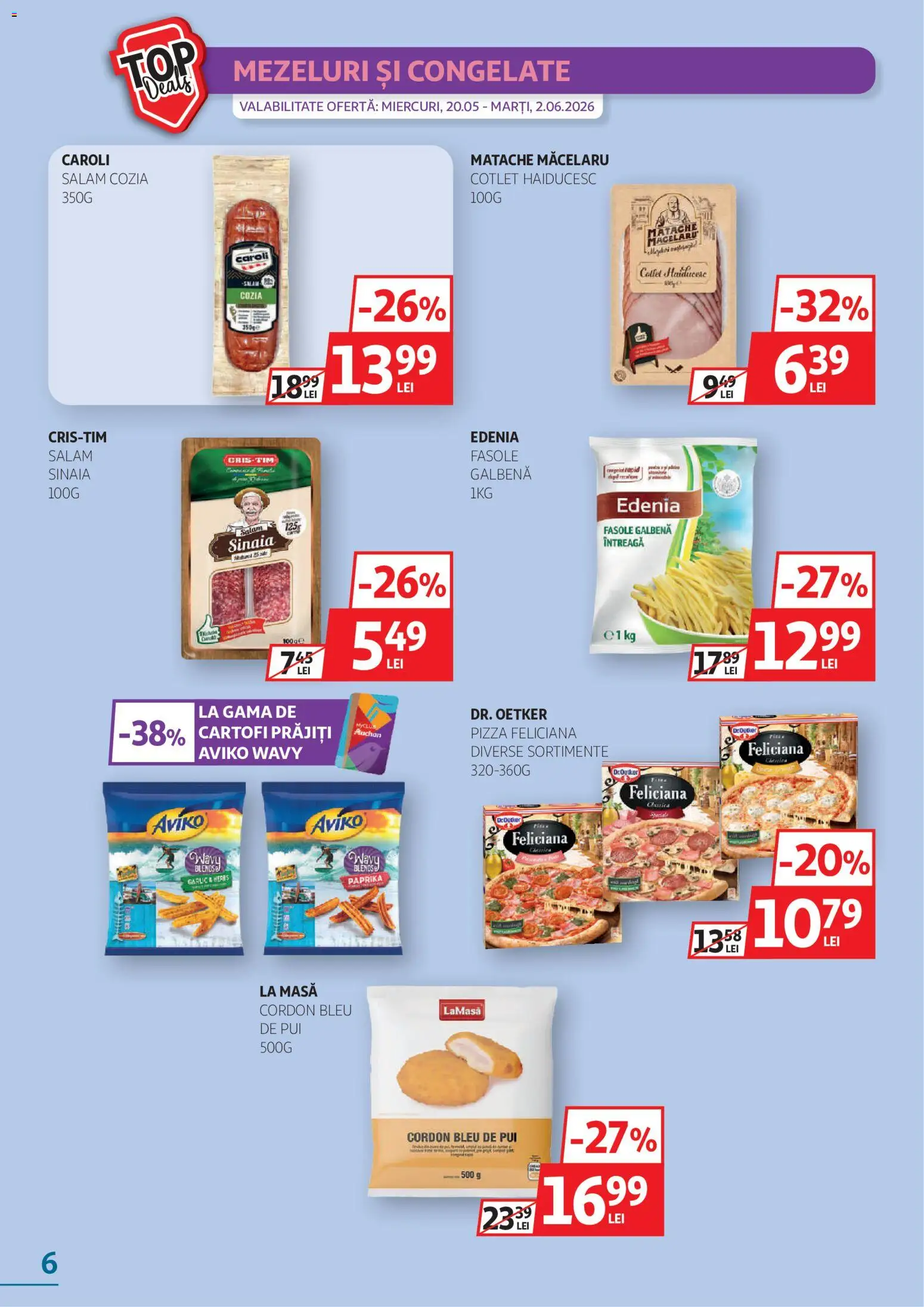 Catalog Auchan 20 Mai - 1 Iunie 2026 | Pagina 6 | Produse: Masă, Hacıyatmaz Kedi Oyuncağı, Salam, Cartofi
