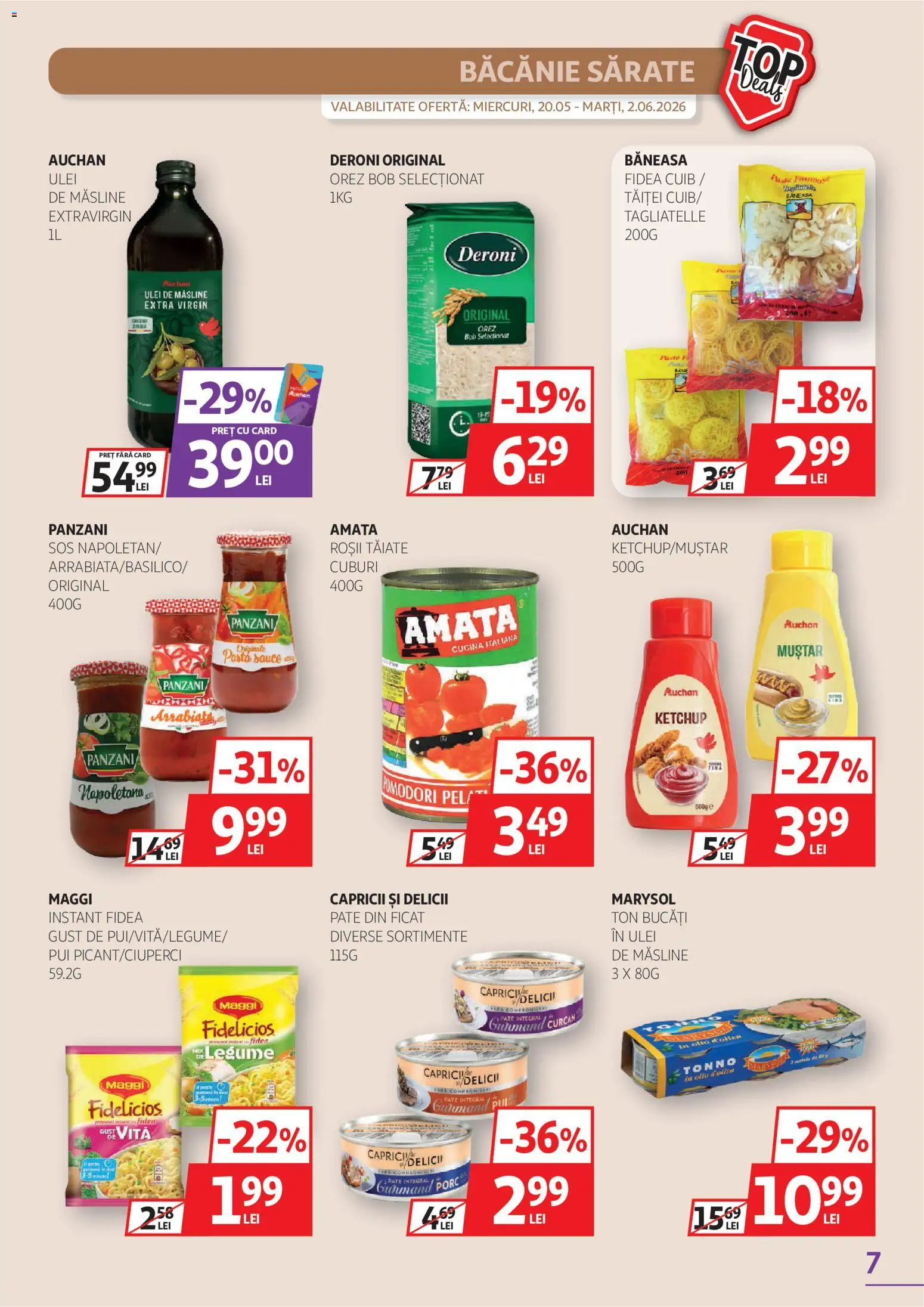 Catalog Auchan 20 Mai - 1 Iunie 2026 | Pagina 7 | Produse: Hacıyatmaz Kedi Oyuncağı, Măsline, Legume, Sos