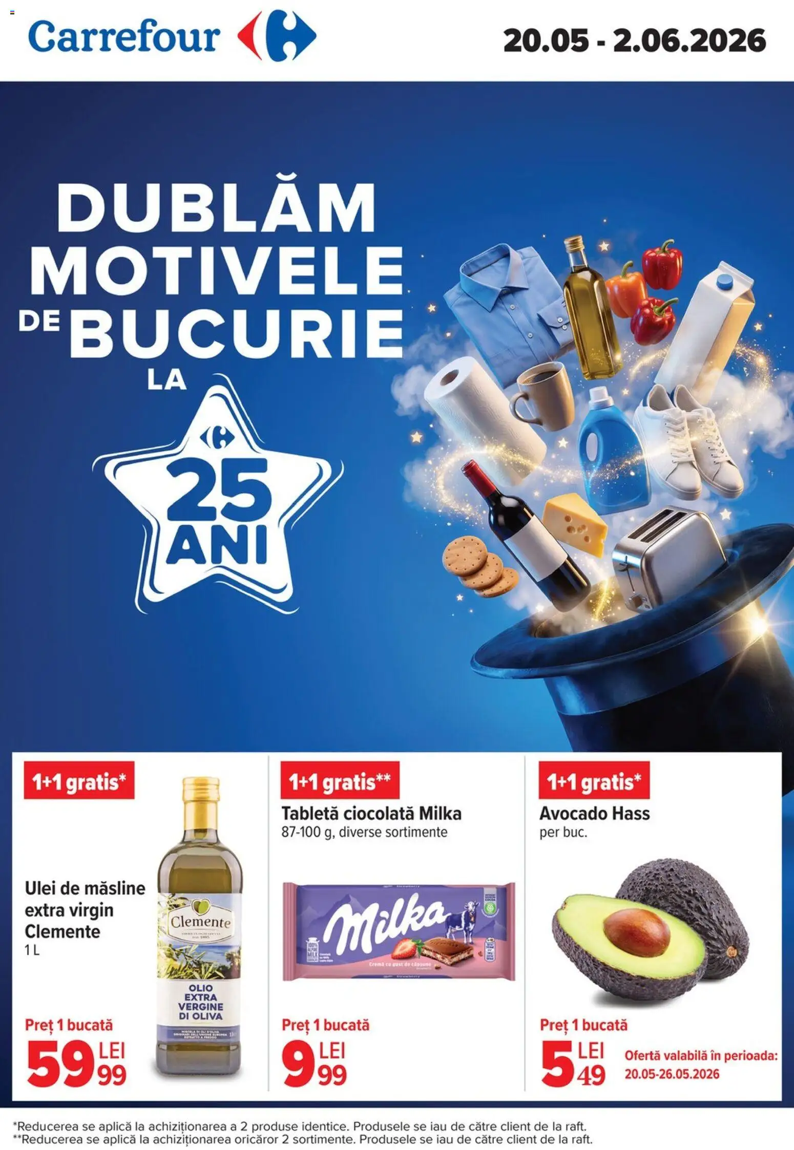 Catalog Carrefour 20 Mai - 1 Iunie 2026 | Pagina 1 | Produse: Măsline, Ulei, Ciocolată, Avocado