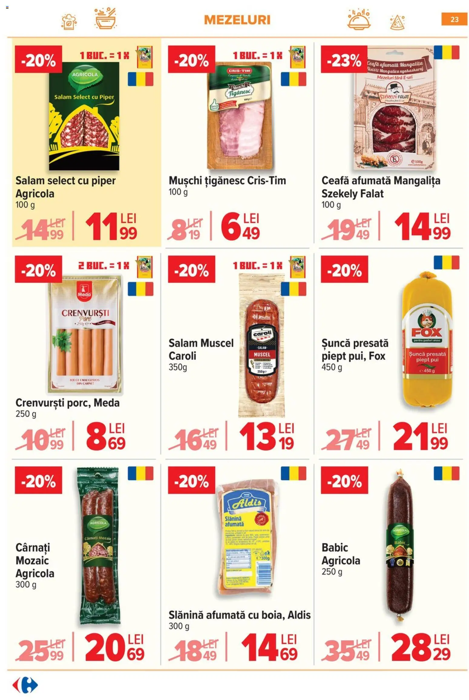 Catalog Carrefour 20 Mai - 1 Iunie 2026 | Pagina 23 | Produse: Hacıyatmaz Kedi Oyuncağı, Crenvurști, Șuncă, Piper