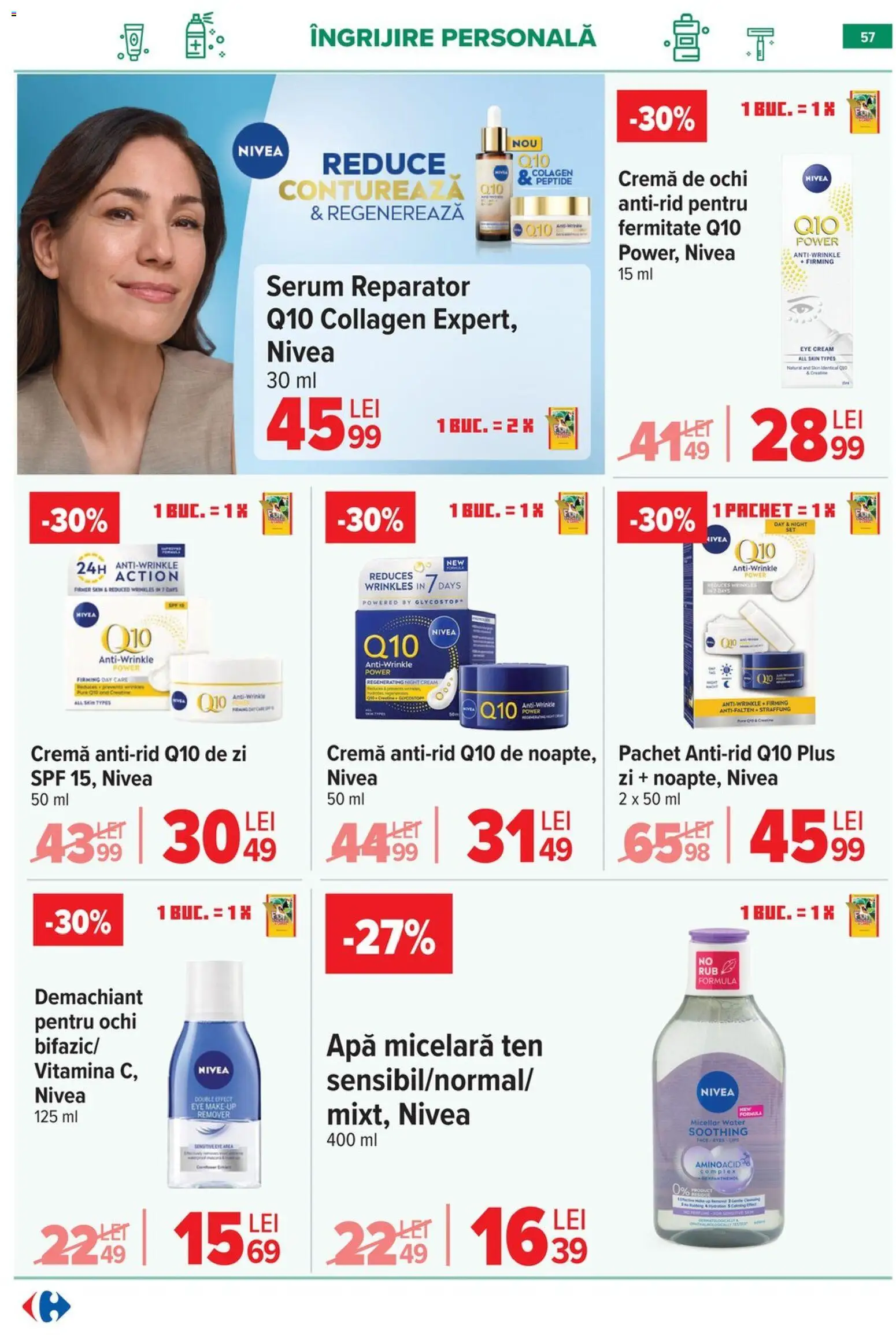 Catalog Carrefour 20 Mai - 1 Iunie 2026 | Pagina 57 | Produse: Serum, Demachiant, Cremă, Apă micelară
