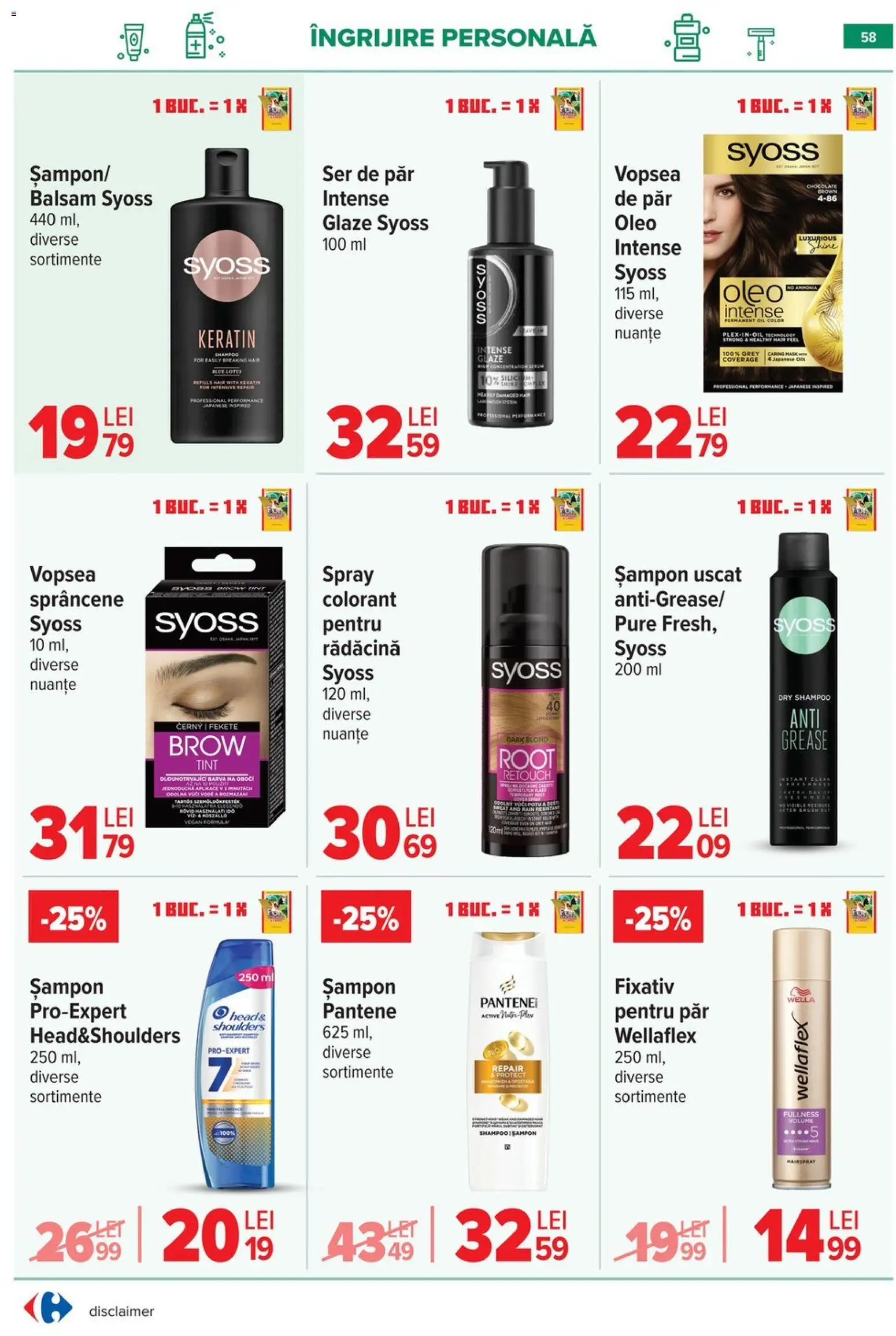 Catalog Carrefour 20 Mai - 1 Iunie 2026 | Pagina 58 | Produse: Vopsea, Șampon, Balsam, Șampon uscat