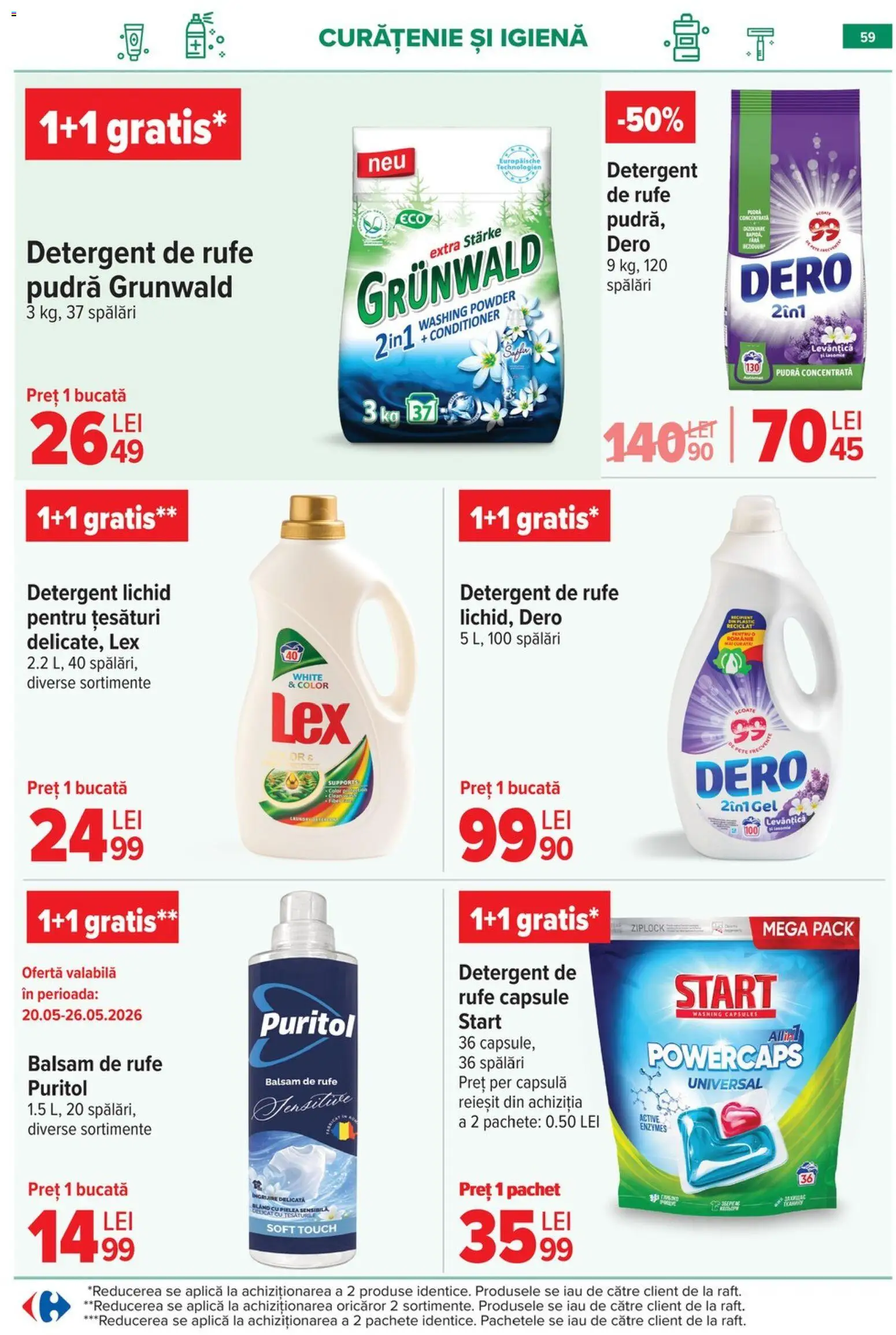 Catalog Carrefour 20 Mai - 1 Iunie 2026 | Pagina 59 | Produse: Pepino, Pudră, Detergent, Balsam de rufe