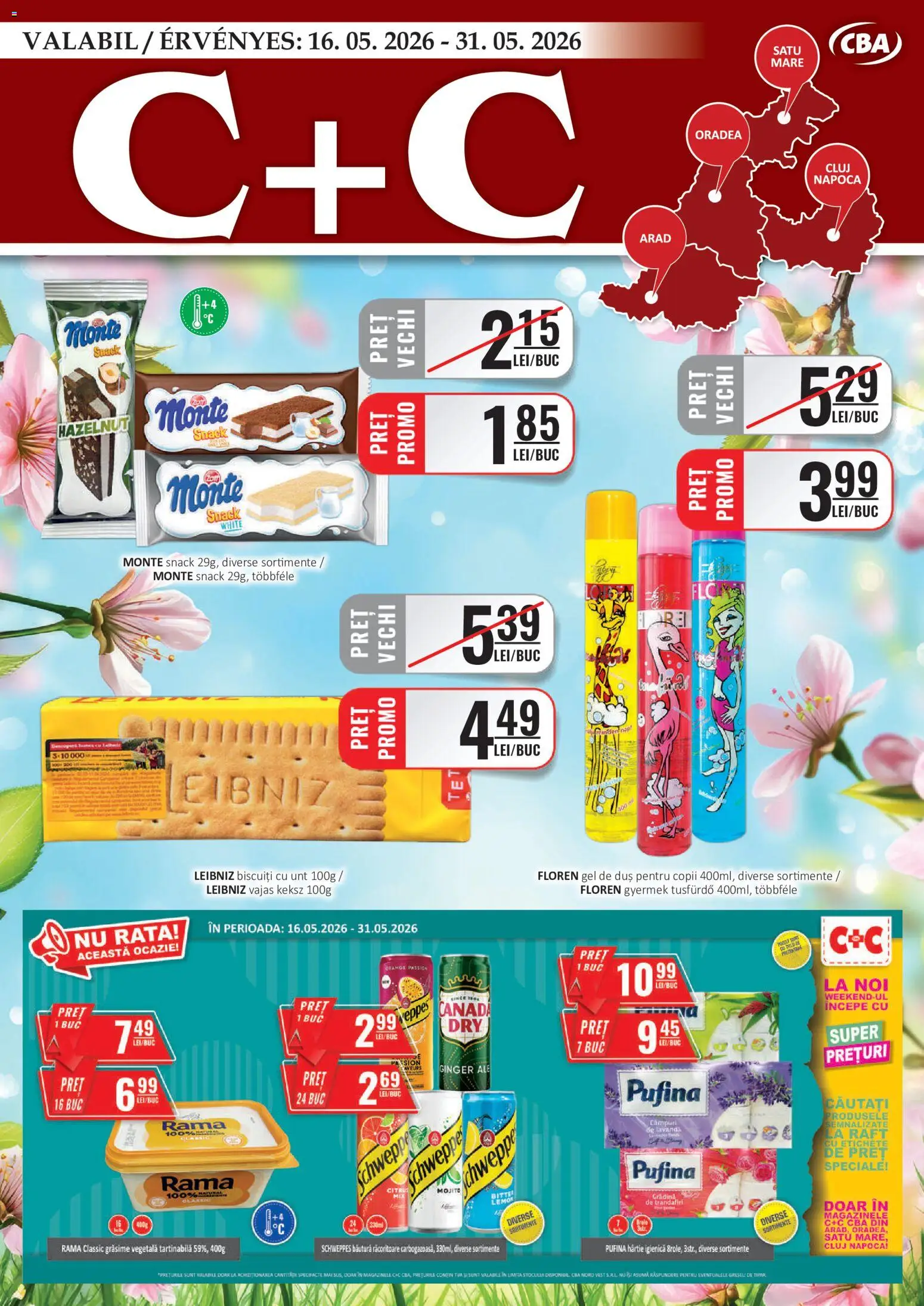 Catalog CBA 16 - 30 Mai 2026 | Pagina 1 | Produse: Trandafir, Duș, Rață, Gel de duș