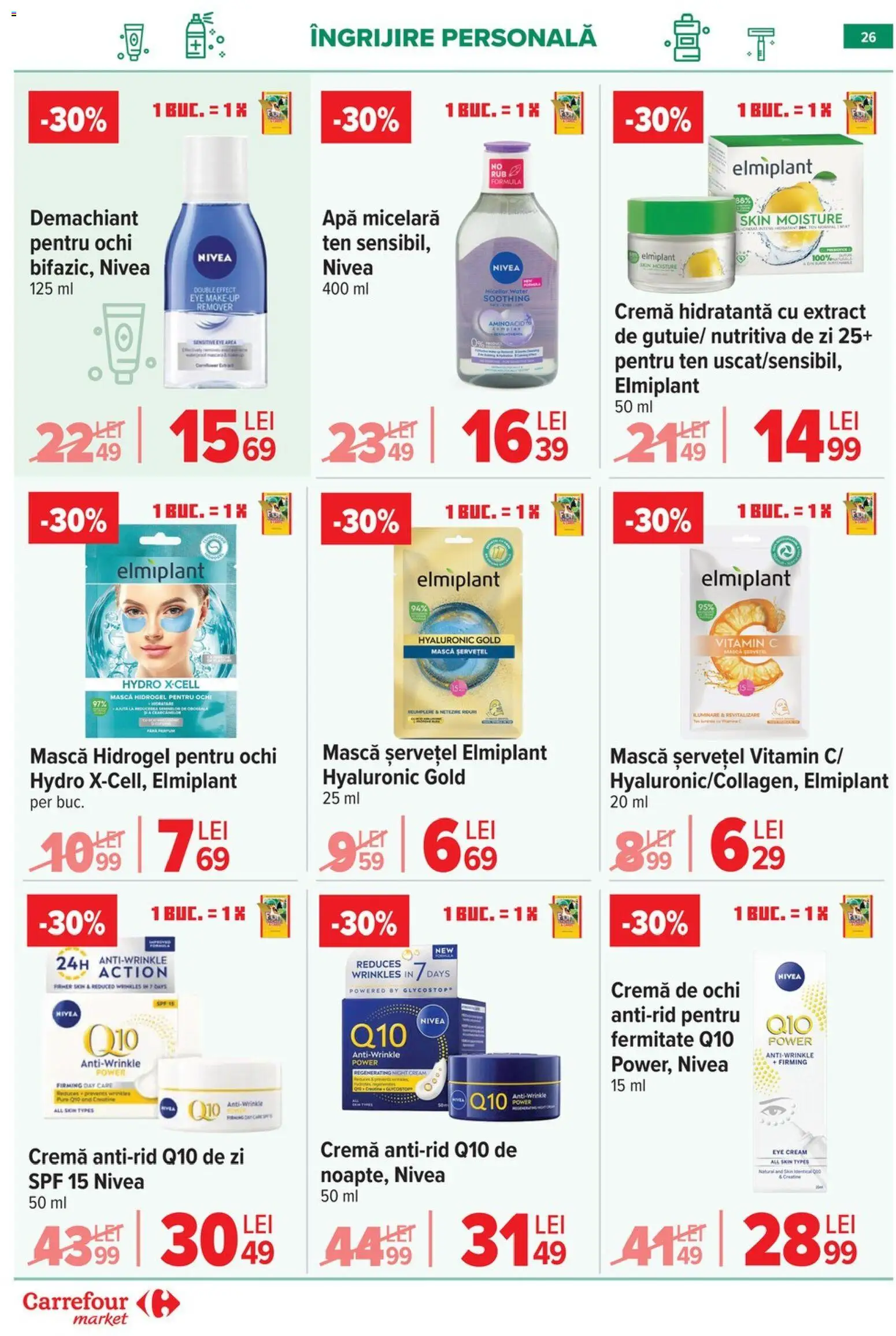 Catalog Carrefour 20 Mai - 1 Iunie 2026 | Pagina 26 | Produse: Demachiant, Cremă, Apă micelară, Apă