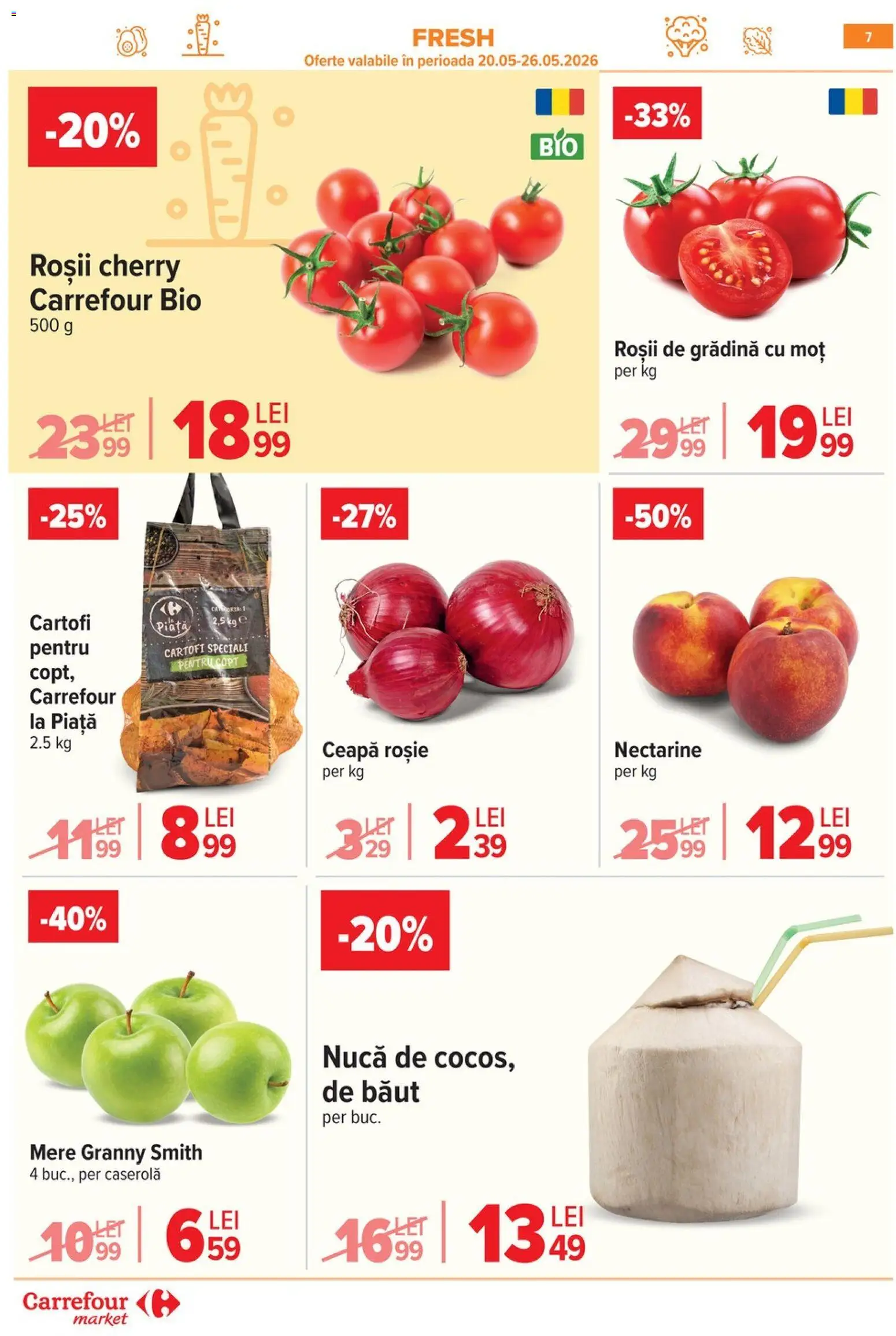 Catalog Carrefour 20 Mai - 1 Iunie 2026 | Pagina 7 | Produse: Şerit ödül, Mere, Roșii, Ceapă