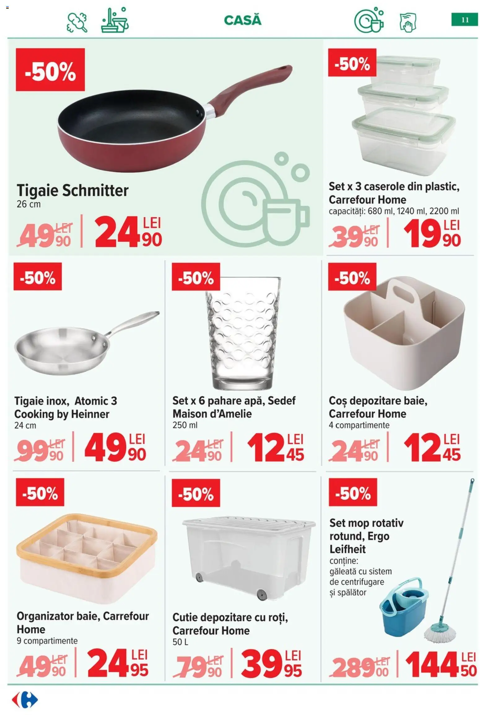 Catalog Carrefour 20 Mai - 1 Iunie 2026 | Pagina 10 | Produse: Pahare, Tigaie, Mop, Coș