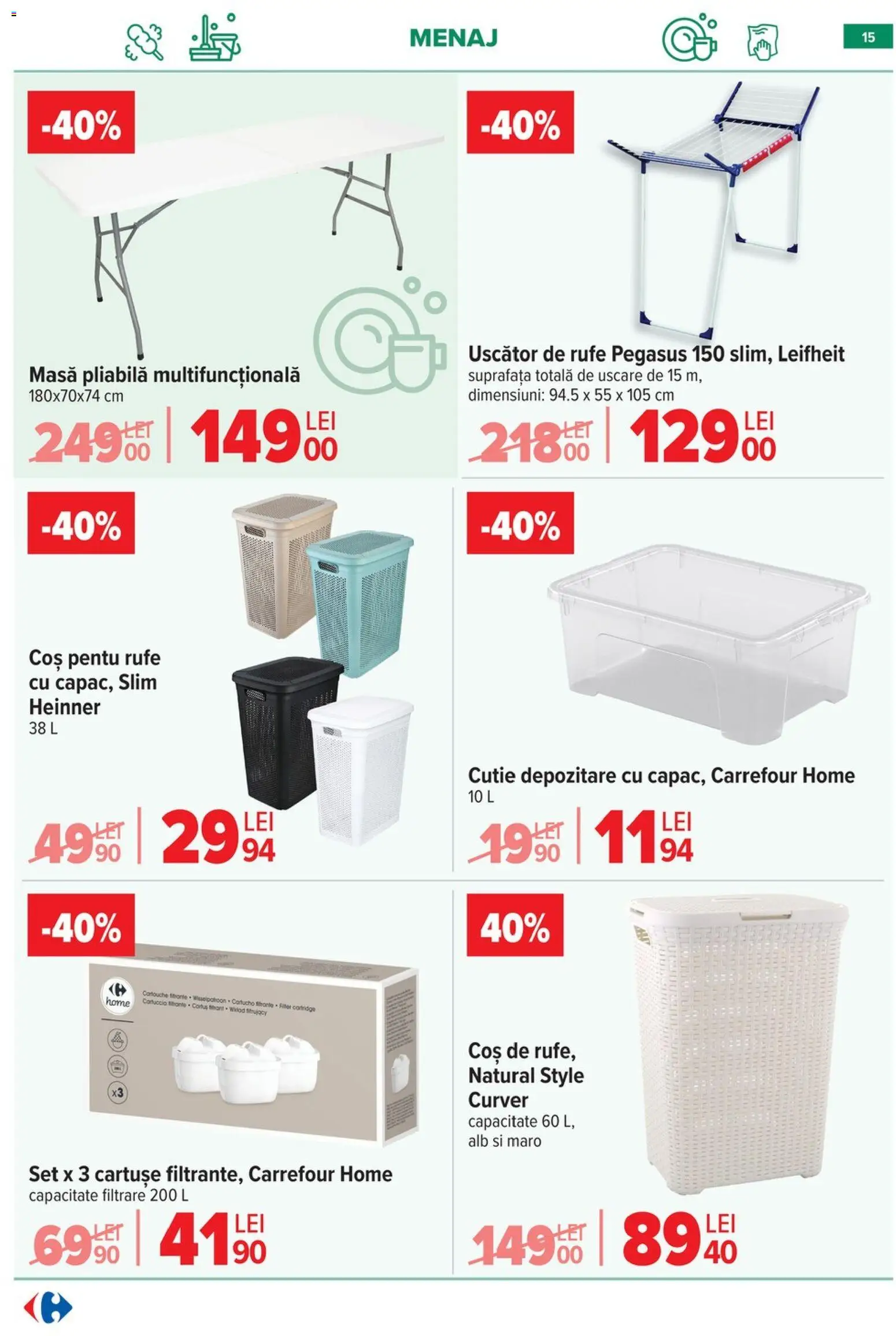 Catalog Carrefour 20 Mai - 1 Iunie 2026 | Pagina 14 | Produse: Uscător, Coș, Masă, Cutie