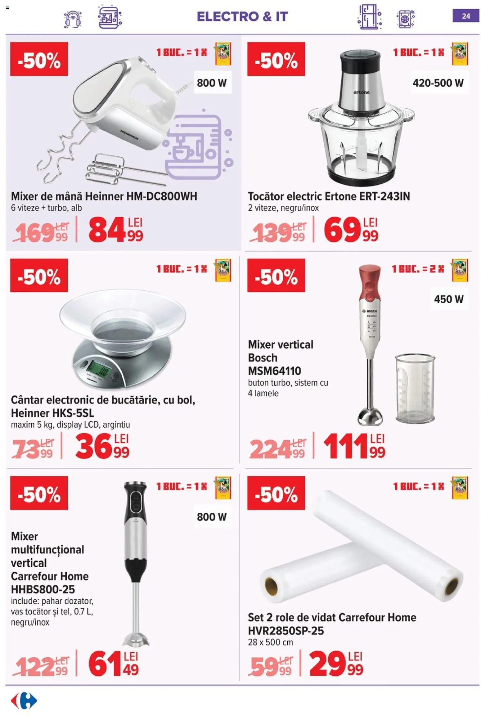 Catalog Carrefour 20 Mai - 1 Iunie 2026 | Pagina 23 | Produse: Cântar electronic, Cântar, Role, Tocător