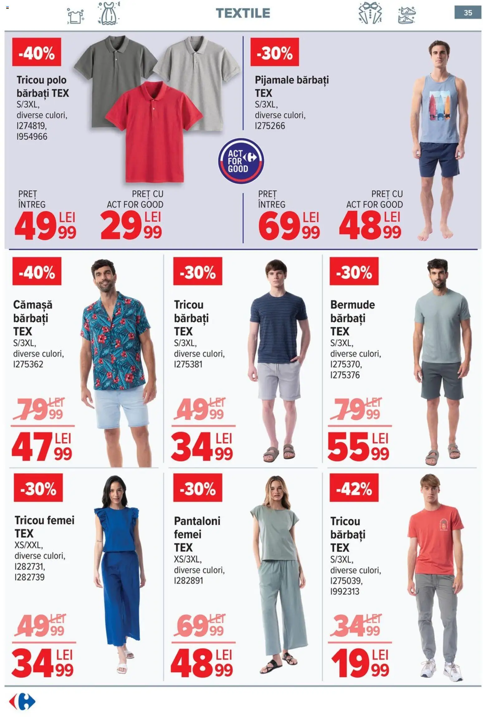 Catalog Carrefour 20 Mai - 1 Iunie 2026 | Pagina 34 | Produse: Tricou, Pantaloni, Pijamale