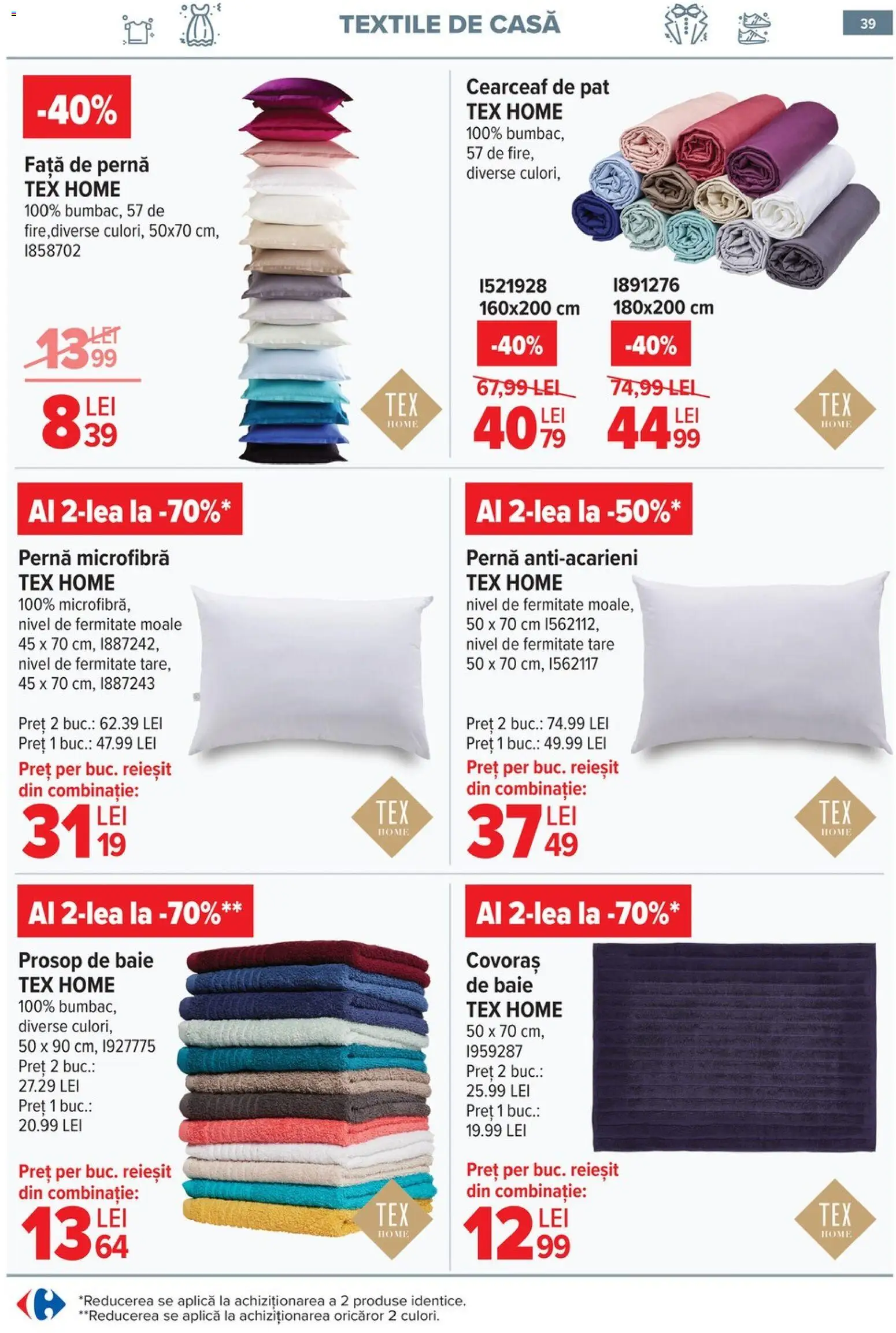 Catalog Carrefour 20 Mai - 1 Iunie 2026 | Pagina 38 | Produse: Prosop de baie, Pat, Pernă, Față de pernă