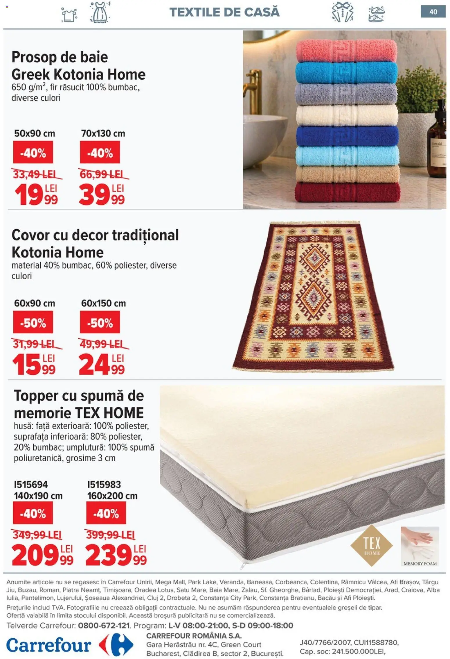 Catalog Carrefour 20 Mai - 1 Iunie 2026 | Pagina 39 | Produse: Memorie, Prosop de baie, Covor, Topper