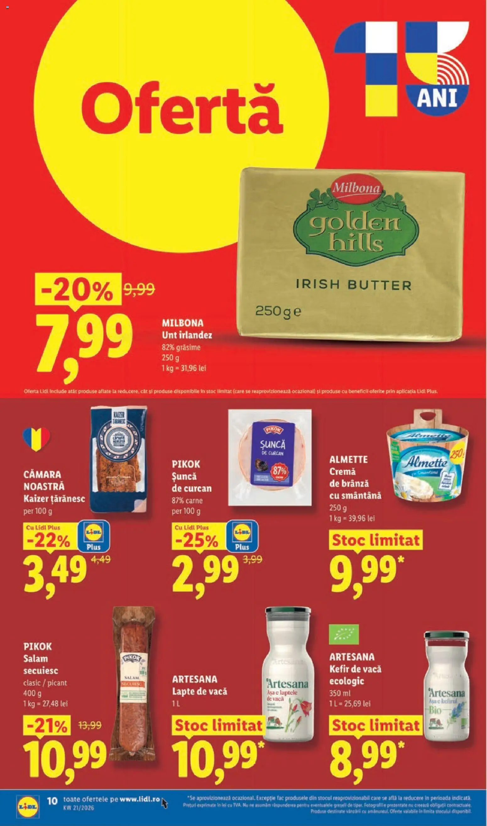 Catalog LIDL 18 - 23 Mai 2026 | Pagina 10 | Produse: Lapte, Unt, Șuncă, Cremă de brânză