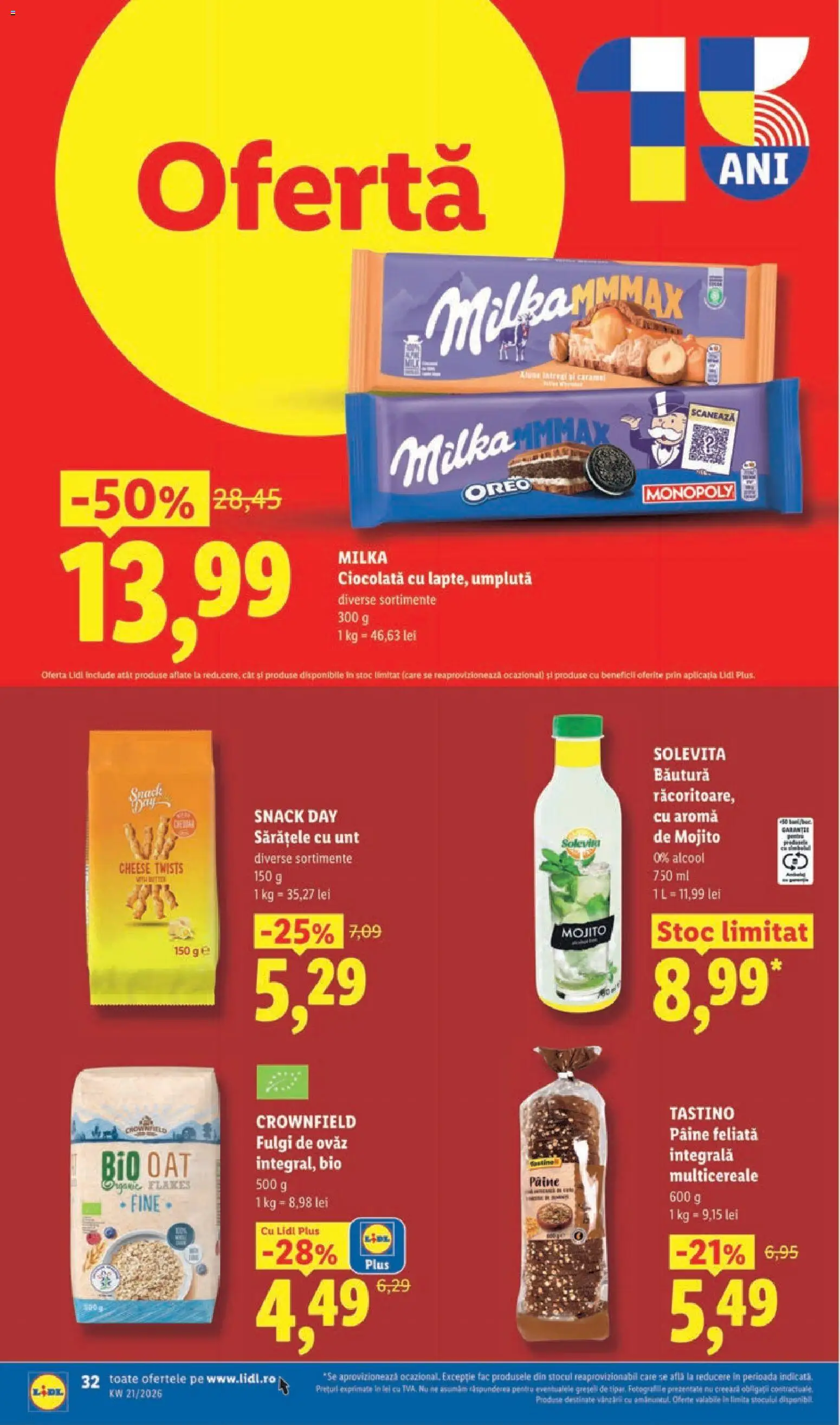Catalog LIDL 18 - 23 Mai 2026 | Pagina 32 | Produse: Şerit ödül, Cam suyu, Unt, Pâine