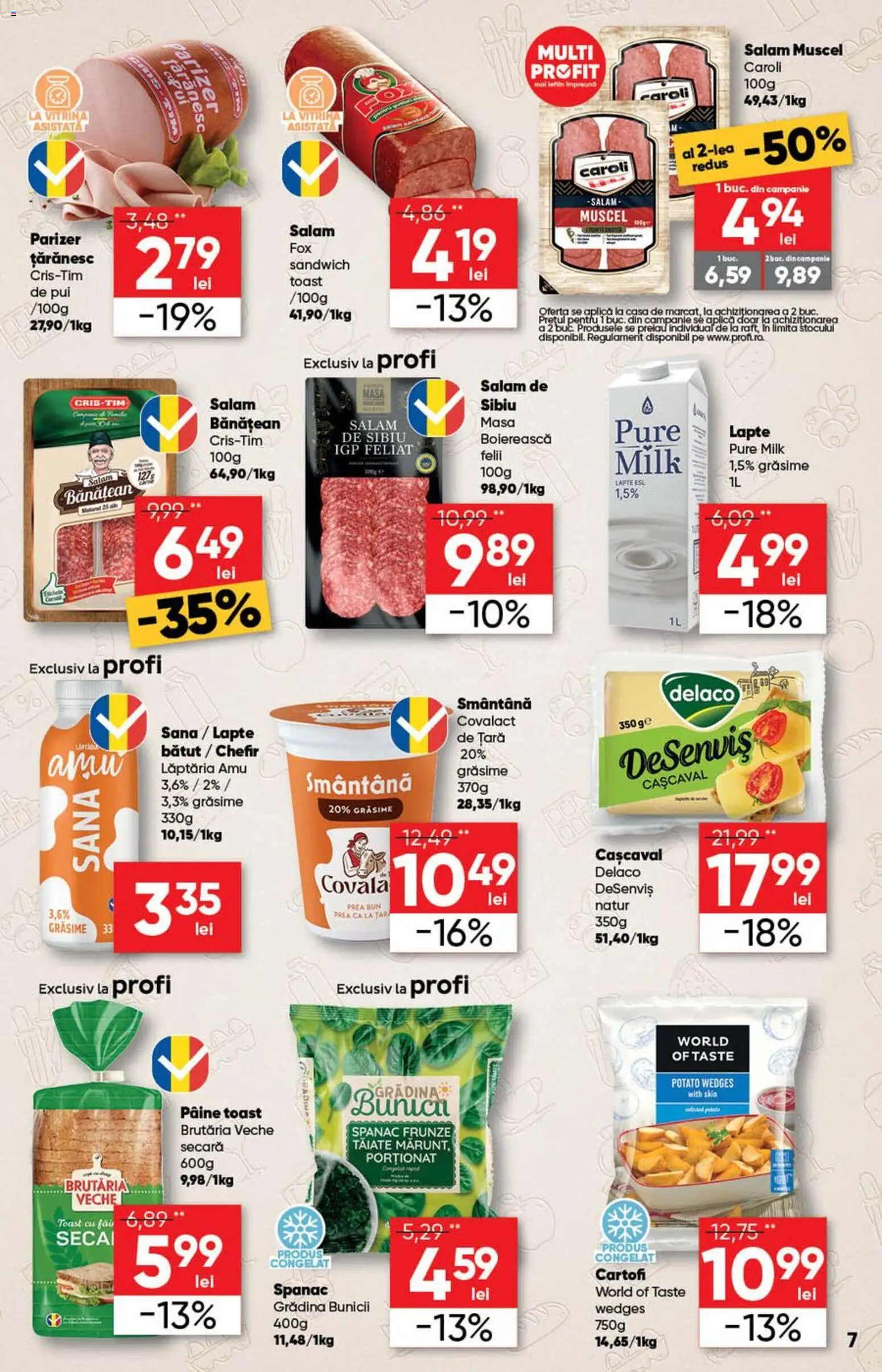 Catalog Profi 13 - 25 Mai 2026 | Pagina 7 | Produse: Light Kedi Konservesi, Masă, Lapte, Salam