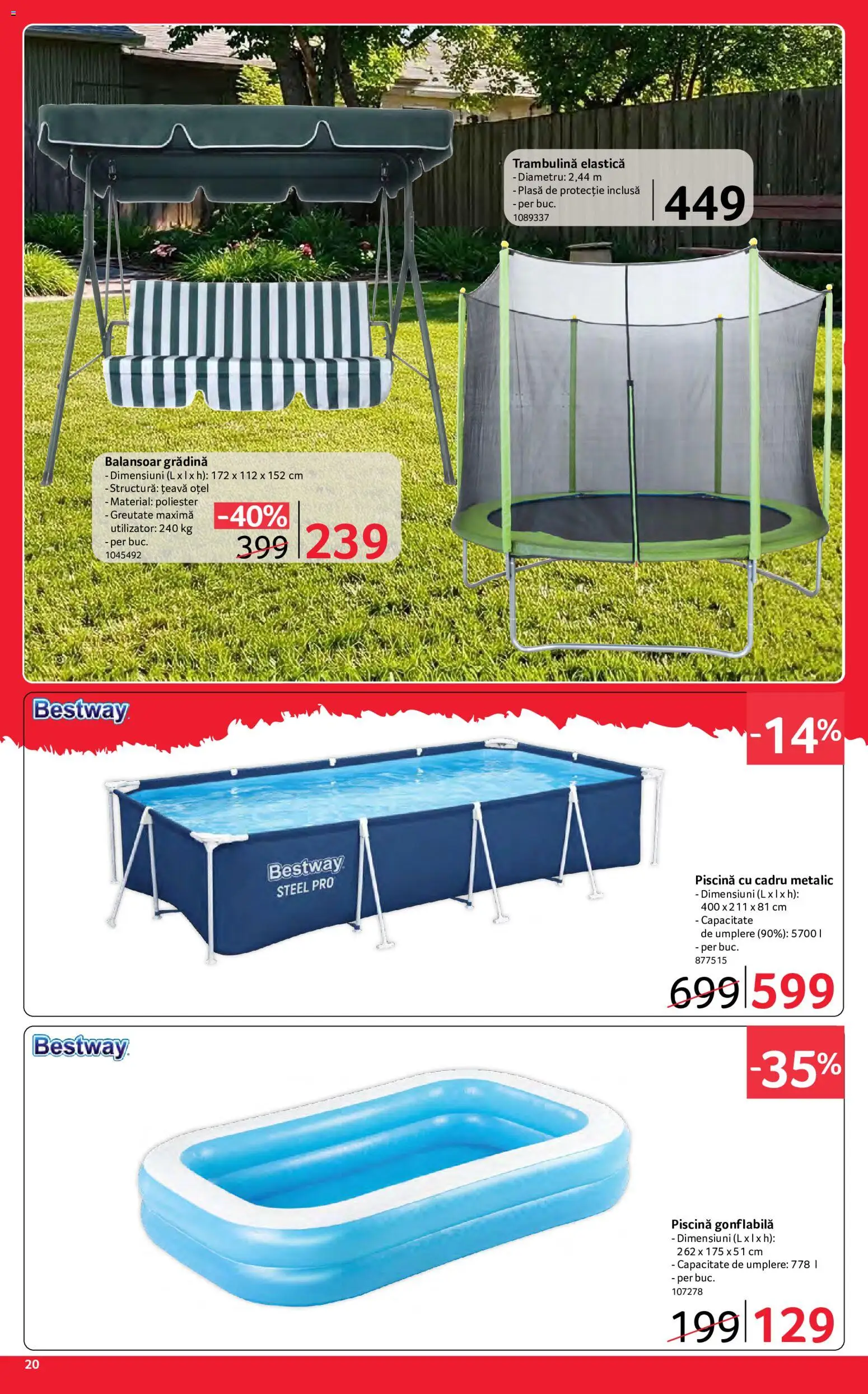 Catalog Selgros 15 - 27 Mai 2026 | Pagina 20 | Produse: Piscină, Köpek Uzaklaştırıcılar, Balansoar, Țeavă